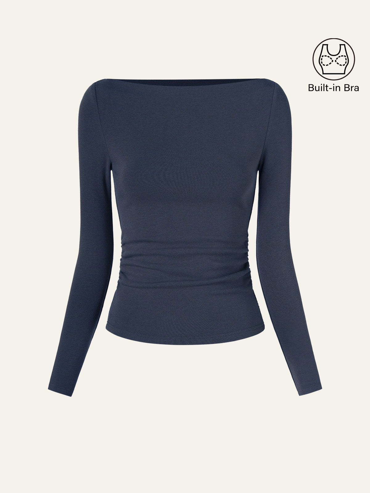 Modern Side Ruched Boatneck Brami Top Sea Glass – Women > Tops > Bra Tops | FormaLuxe