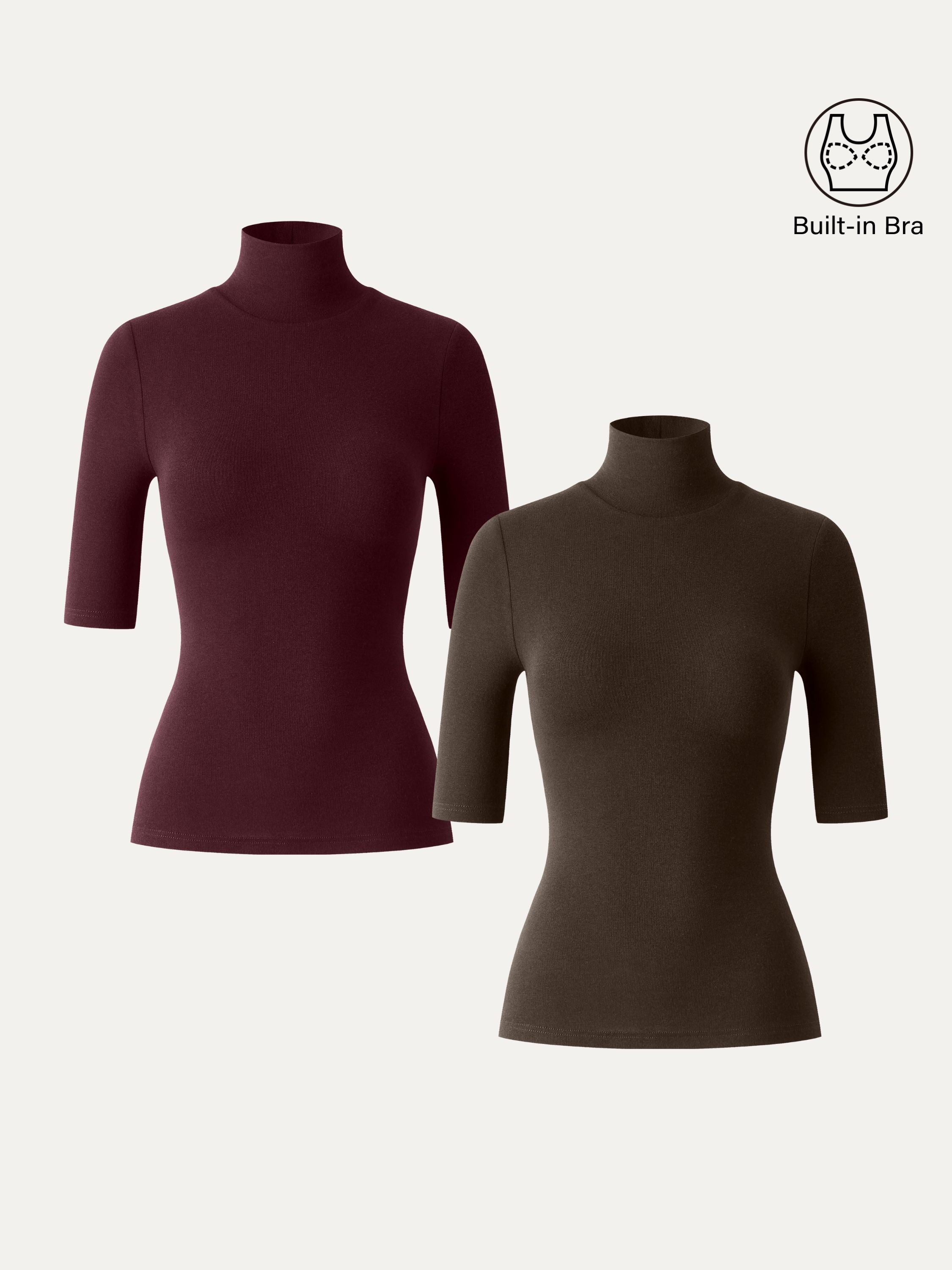 Essential Turtleneck Elbow Length Sleeve Brami Midnight Navy – Women > Tops > Bra Tops | FormaLuxe