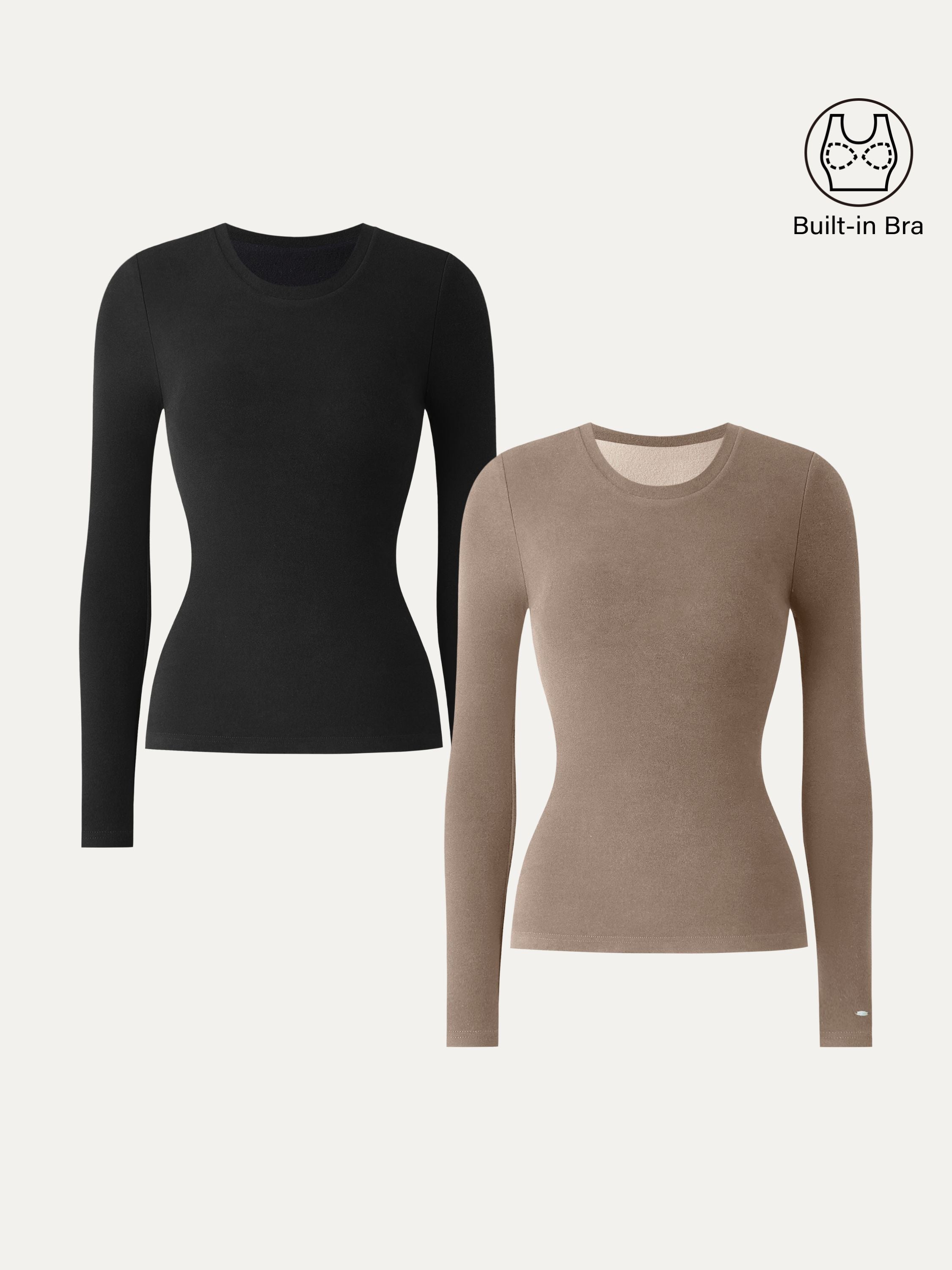 MaxWarm Crewneck Long Sleeve Brami Smoky Navy – Women > Tops > Bra Tops | FormaLuxe