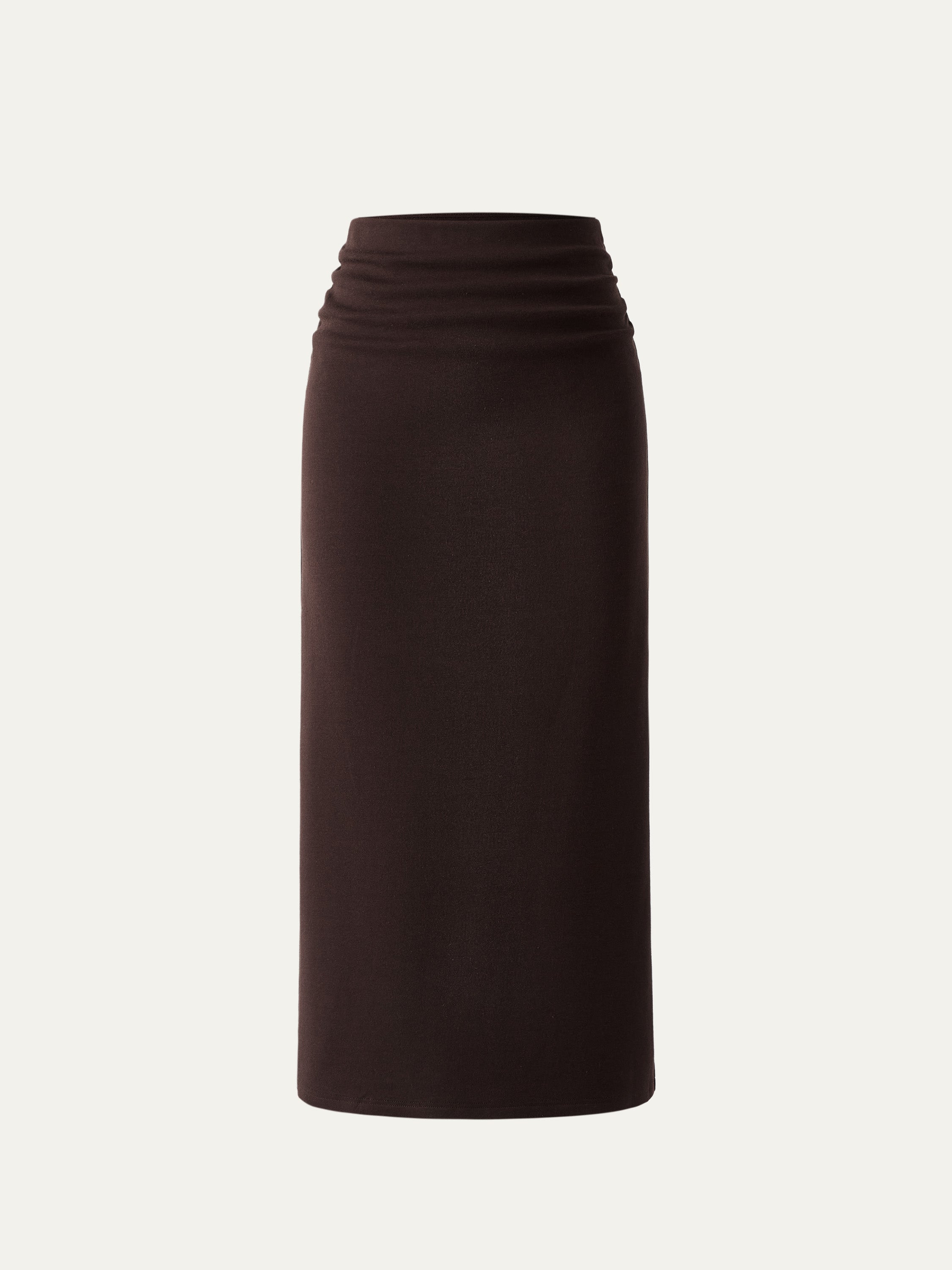 MaxWarm Ruched Side Pencil Maxi Skirt Espresso Shut – Women > Bottoms > Skirts | FormaLuxe