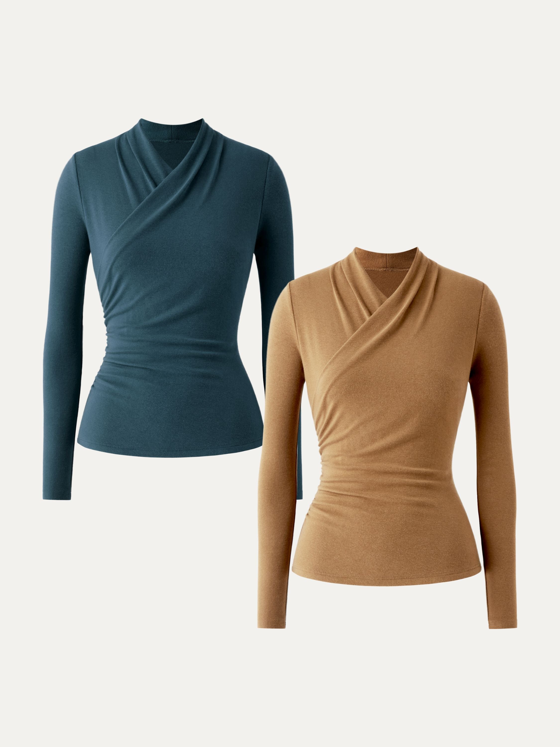 2-Piece Set Surplice Long Sleeve Top