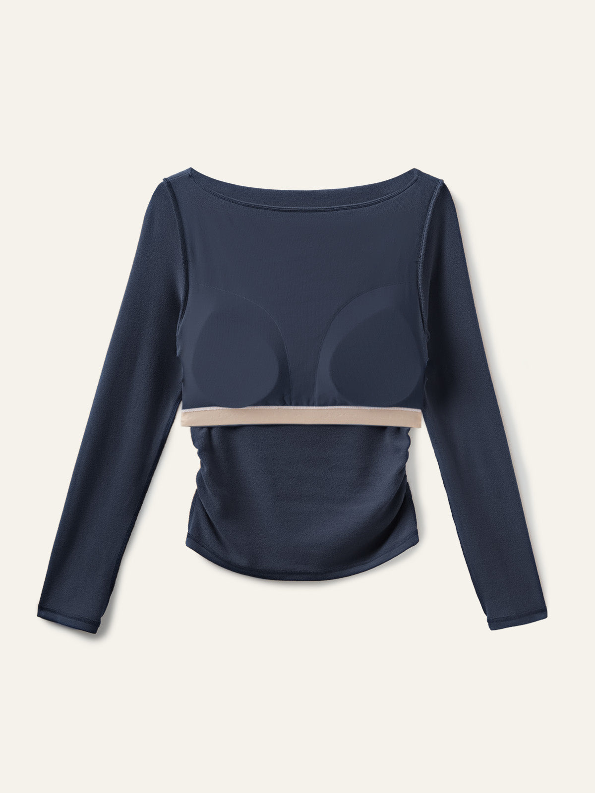 Modern Side Ruched Boatneck Brami Top Sea Glass – Women > Tops > Bra Tops | FormaLuxe