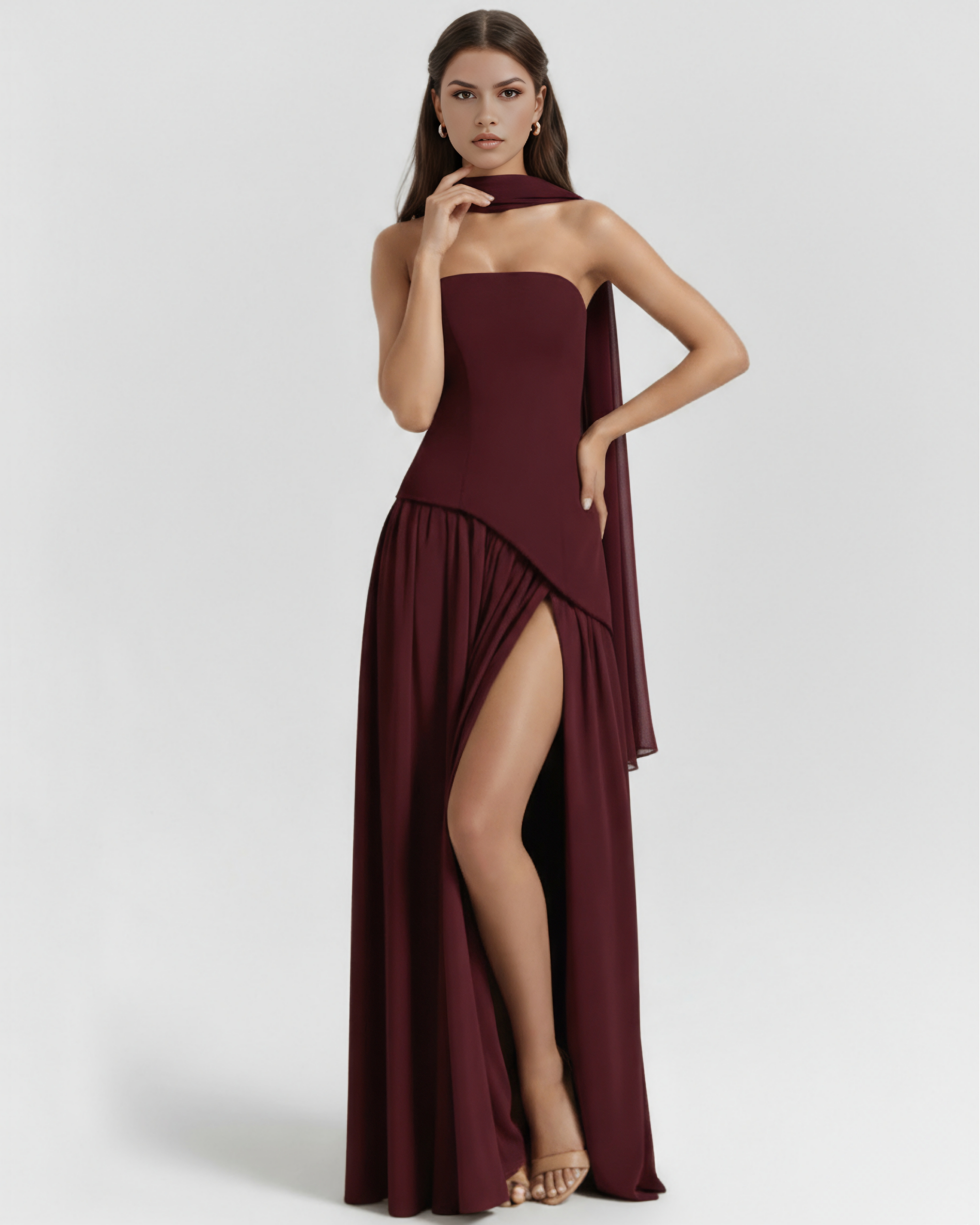 Deau Maxikleid Weinrot – Core Gown Length Dress | FormaLuxe