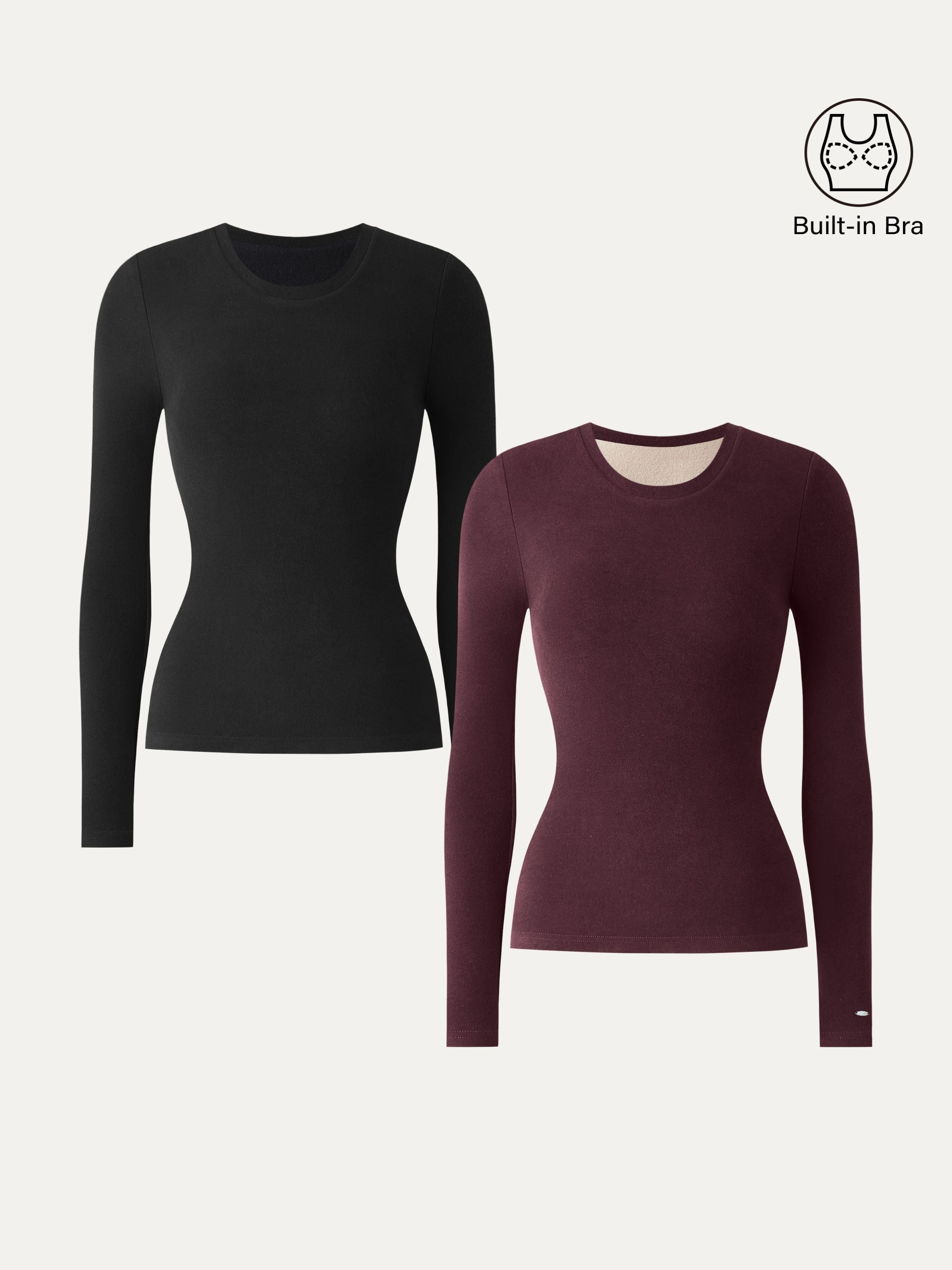 MaxWarm Crewneck Long Sleeve Brami Smoky Navy – Women > Tops > Bra Tops | FormaLuxe