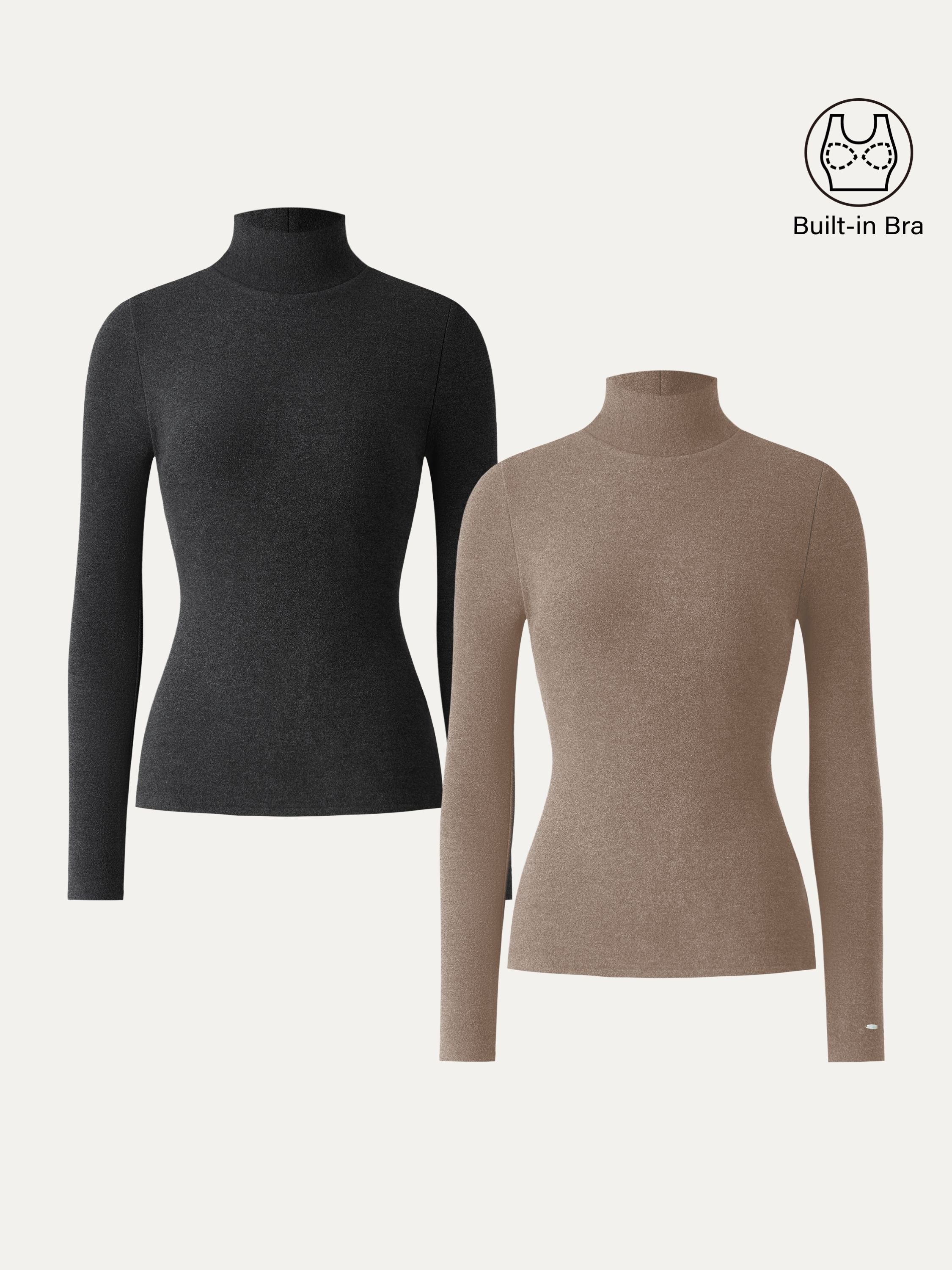 MaxWarm Turtleneck Long Sleeve Brami Heather Black – Women > Tops > Bra Tops | FormaLuxe