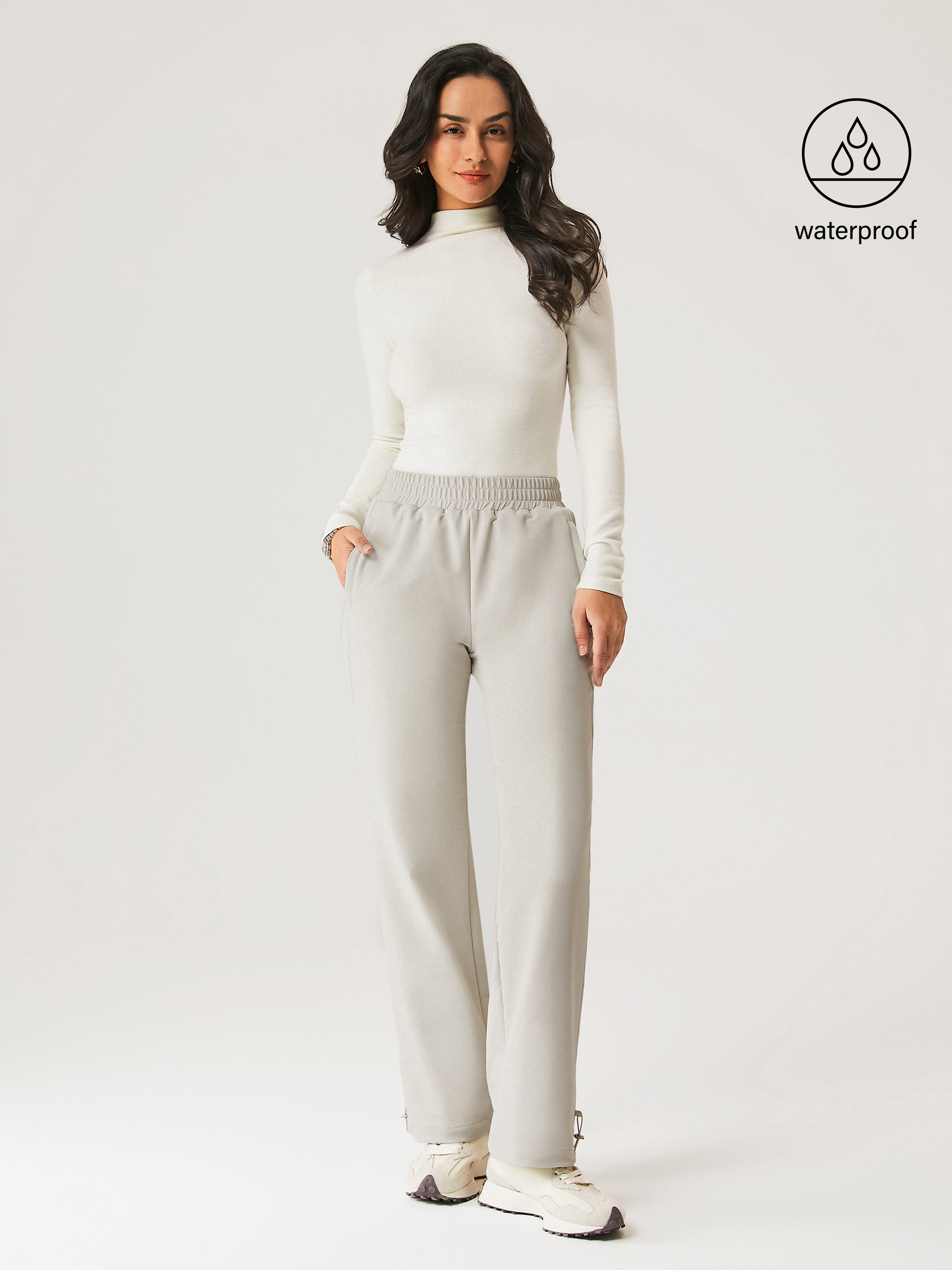 Pantalon à Taille Élastique Doublé en Polaire Imperméable Gainsboro – Femmes > Bas > Pantalons | FormaLuxe