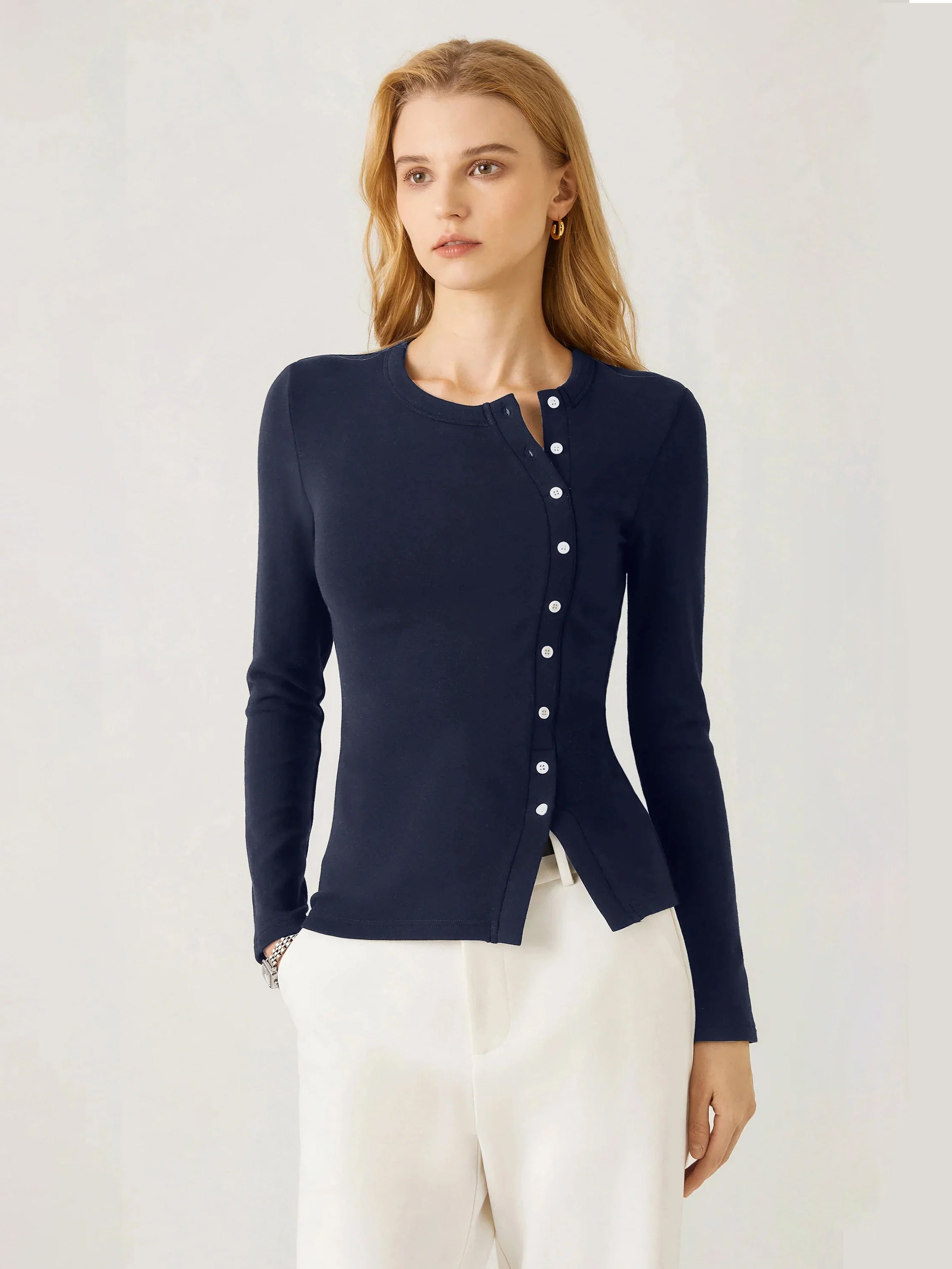Top à Patte Asymétrique Eco-Mousse®2.0 Midnight Navy – Femmes > Hauts > Chemises&Hauts | FormaLuxe