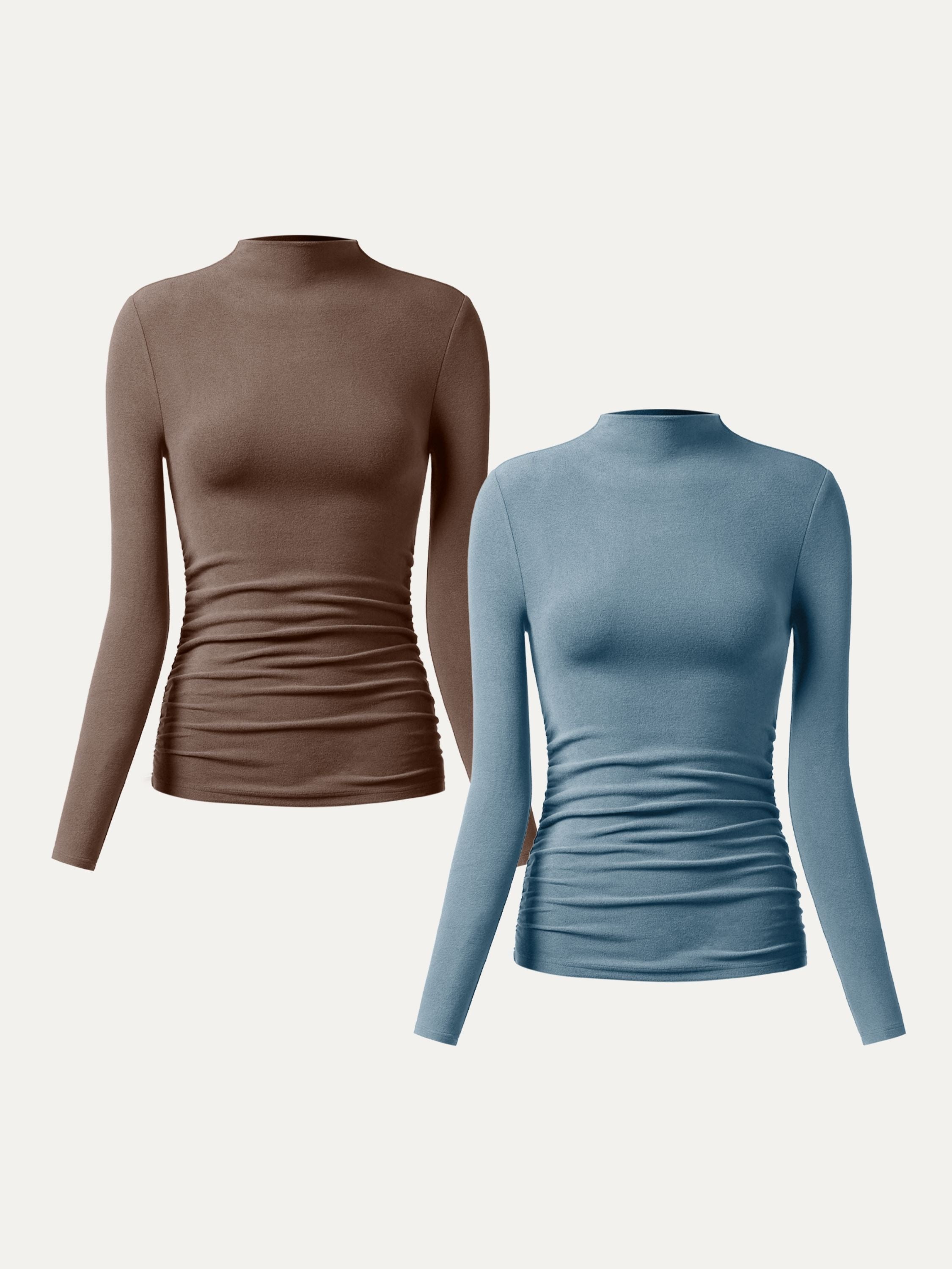 Top à col montant et côtés froncés Eco-Mousse® Off White – Femmes > Hauts > Chemises&Hauts | FormaLuxe