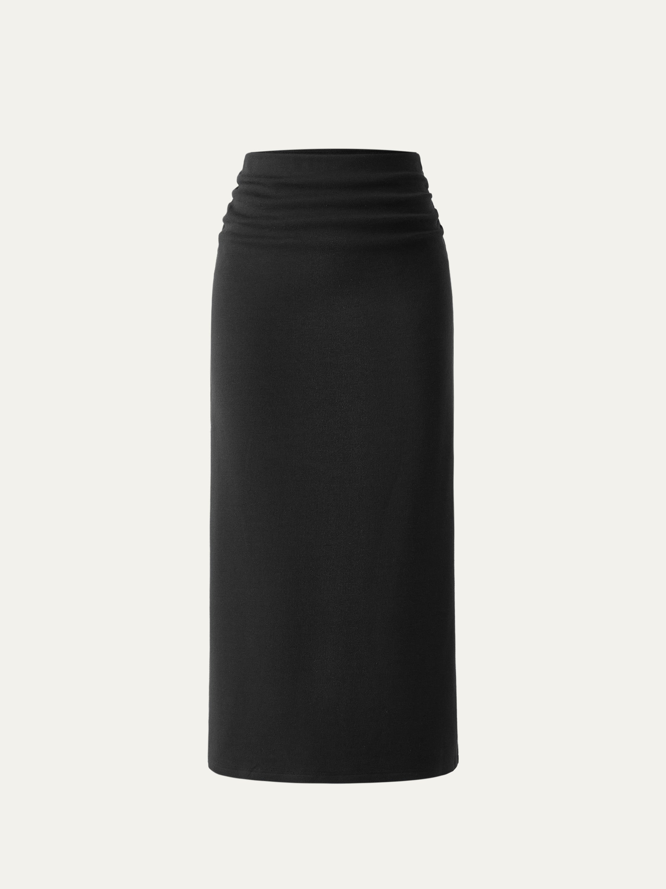 MaxWarm Ruched Side Pencil Maxi Skirt Espresso Shut – Women > Bottoms > Skirts | FormaLuxe