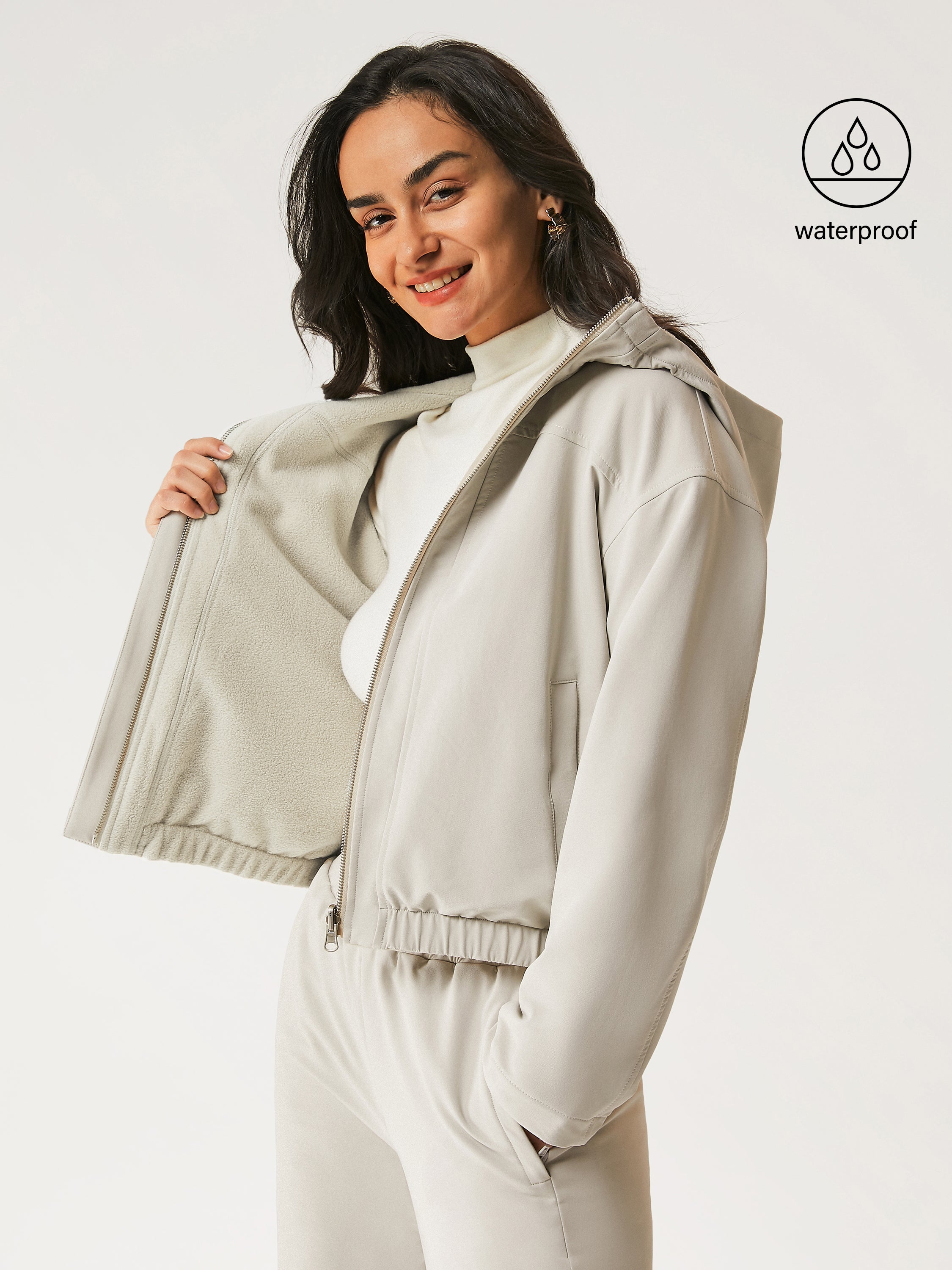 Veste à capuche réversible en polaire imperméable Gainsboro – Femmes > Vêtements d'extérieur > Vestes & Manteaux | FormaLuxe