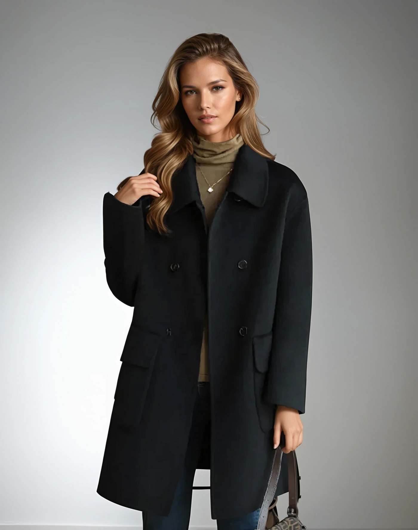 Megan | Eleganter langer Mantel Beige | FormaLuxe