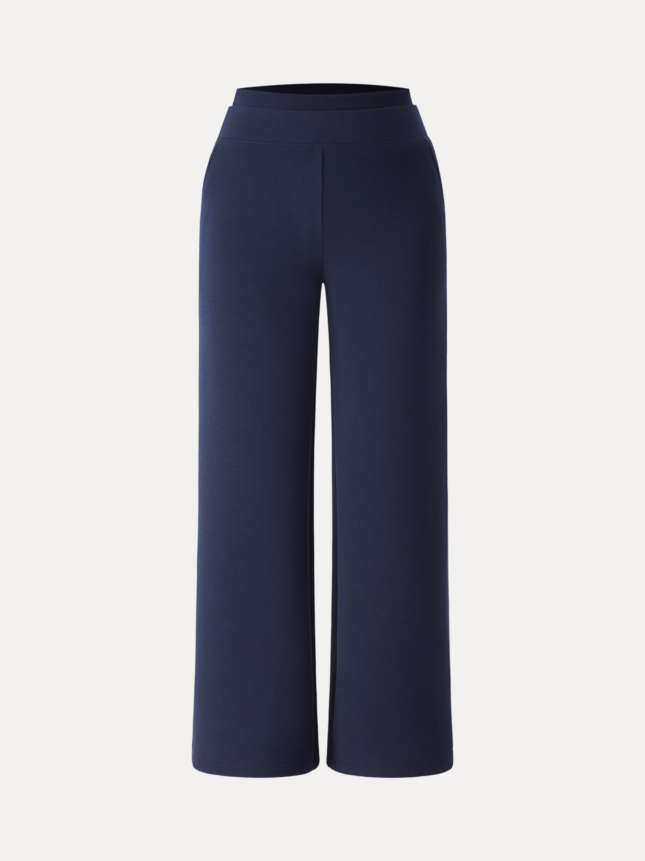 Double Waistband Straight Leg Pants with Pockets Heather Taupe – Women > Bottoms > Pants | FormaLuxe