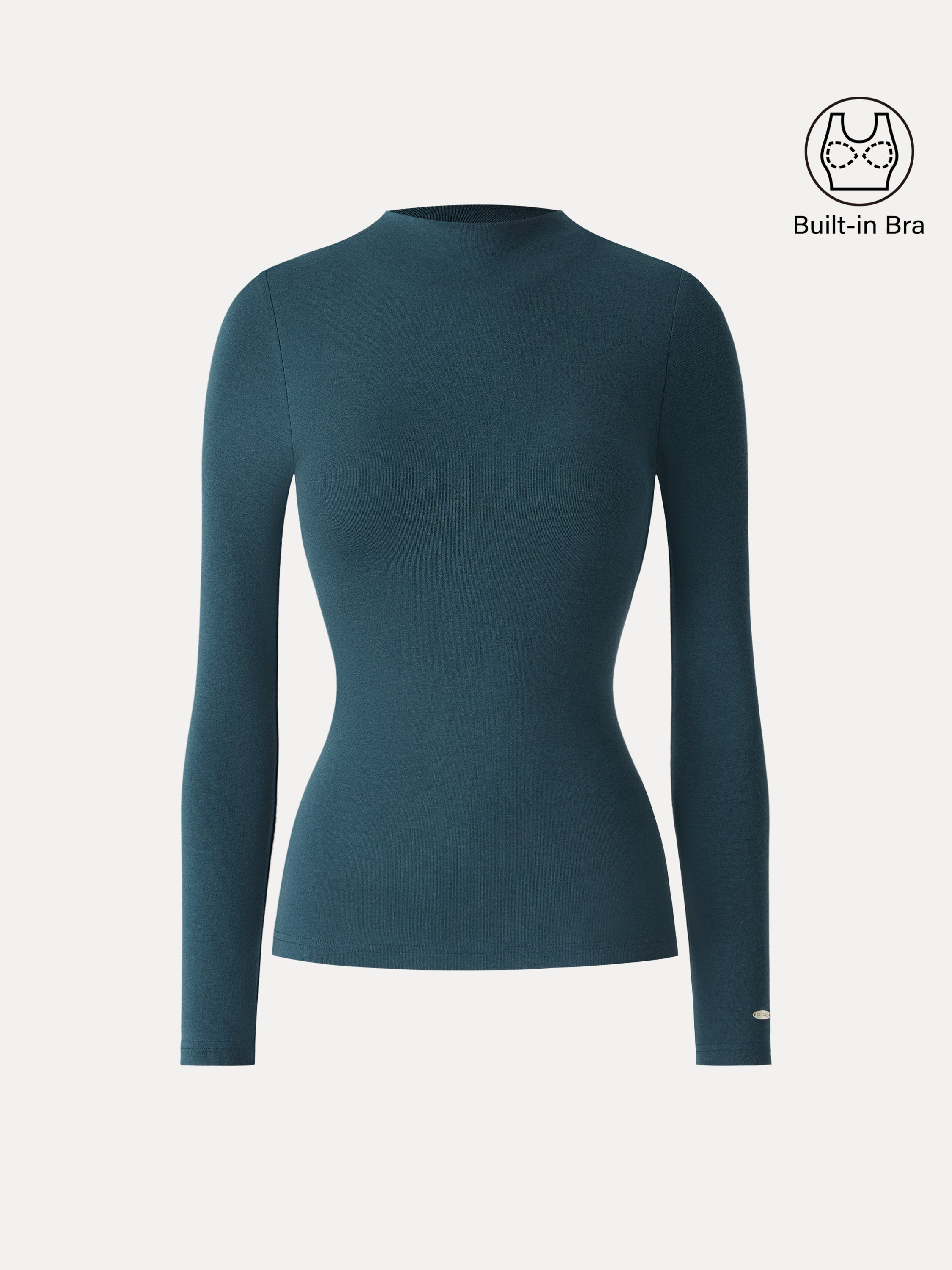 LiteWarm Mockneck Long Sleeve Brami Forest Night – Women > Tops > Bra Tops | FormaLuxe