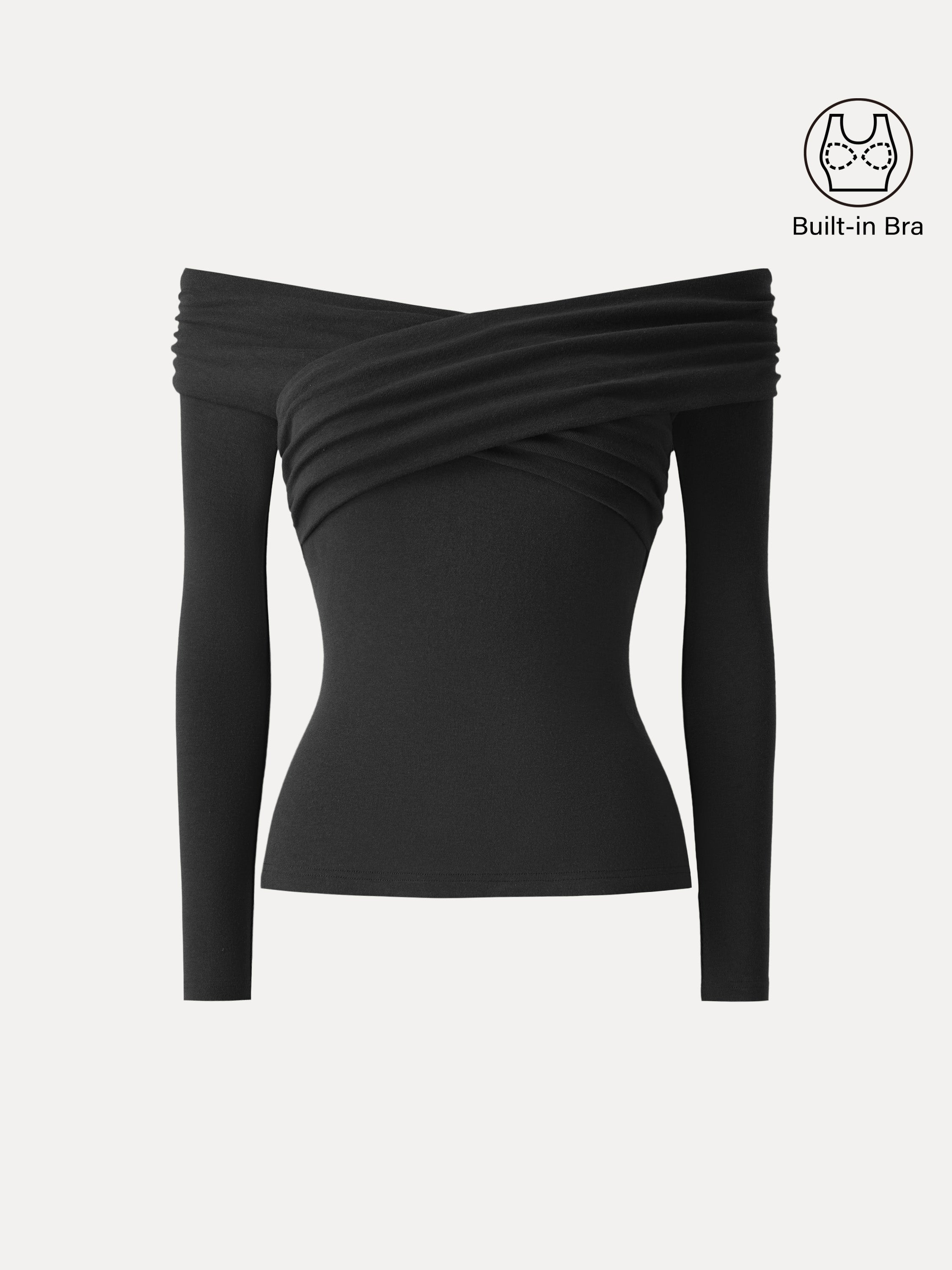 Light Warm Criss Cross Off-Shoulder Brami Top Plum Berry – Women > Tops > Bra Tops | FormaLuxe