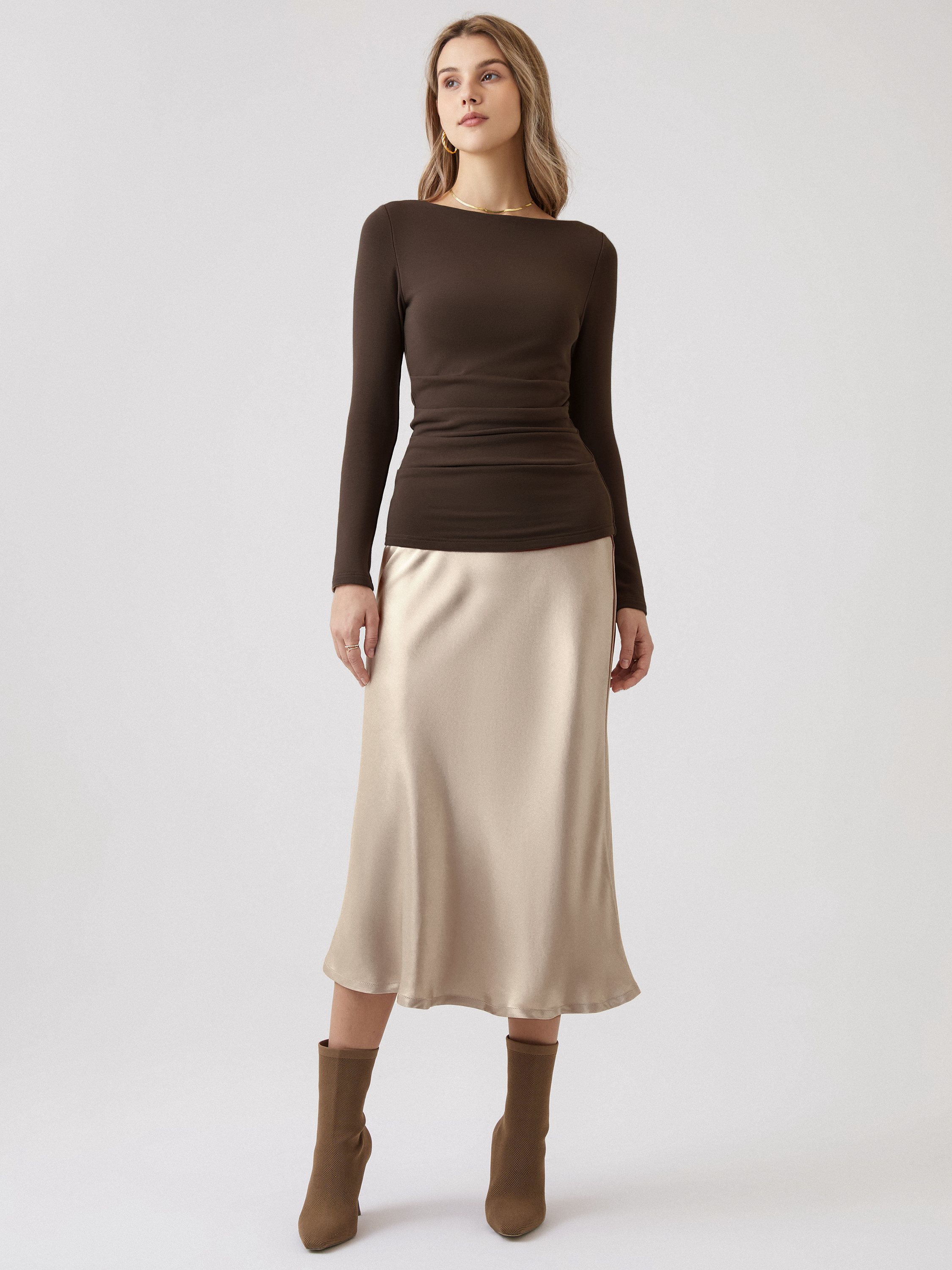 Haut Brami à col bateau Eco-Mousse® avec plis Espresso – Femmes > Hauts > Hauts de soutien-gorge | FormaLuxe