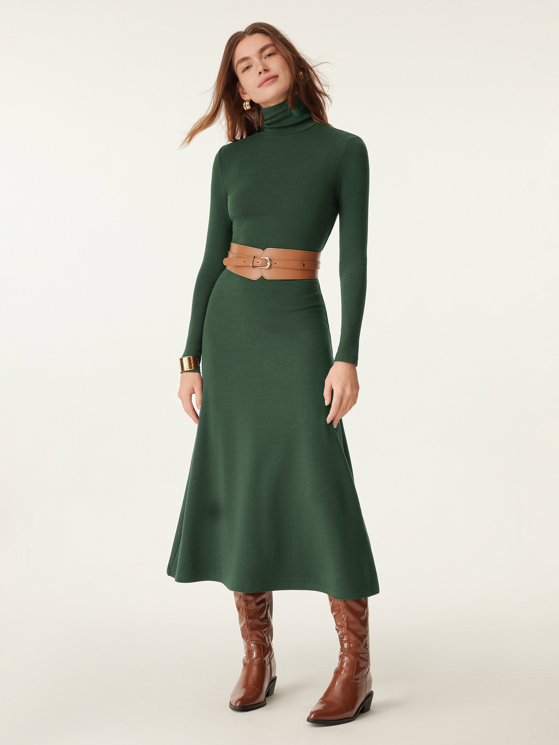 MaxWarm Turtleneck Midi Dress Ruby Berry – Women > Dresses > Midi Dresses | FormaLuxe