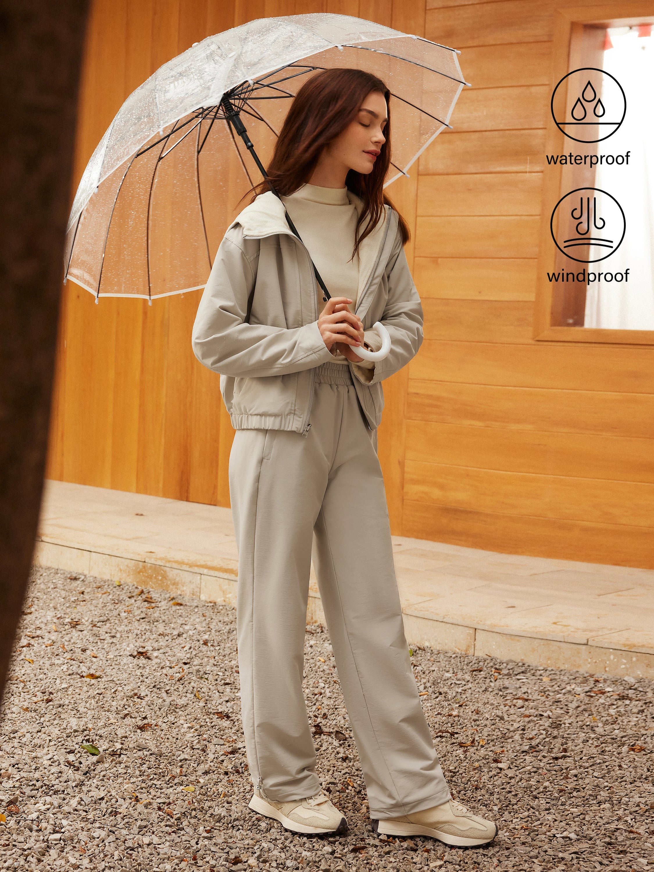 Pantalon à Taille Élastique Doublé en Polaire Imperméable Gainsboro – Femmes > Bas > Pantalons | FormaLuxe
