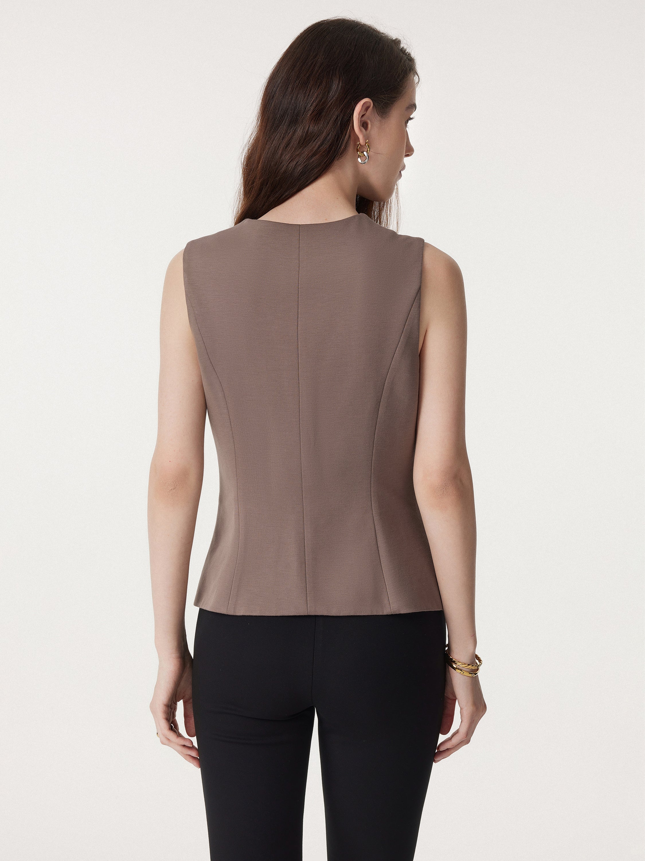 Office Staple Waistcoat with Pockets Fawn – Women > Tops > Shirts&Tops | FormaLuxe