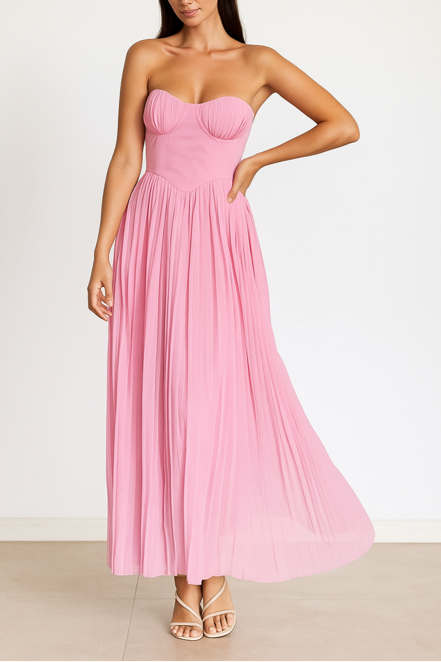 Cora | Trägerloses Maxikleid Blau | FormaLuxe
