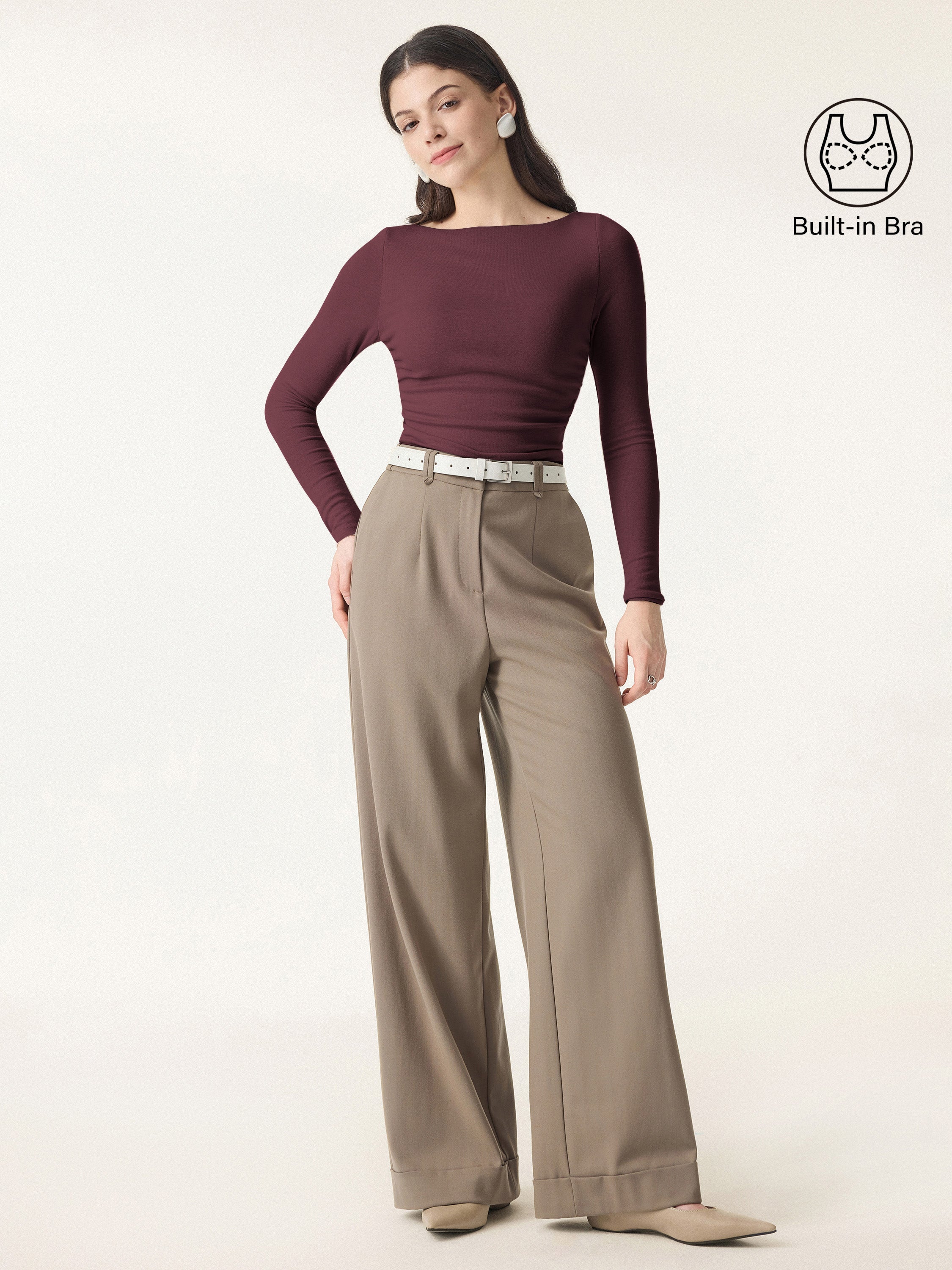 Light Warm Boatneck Ruched Brami Top Cloud White – Women > Tops > Bra Tops | FormaLuxe