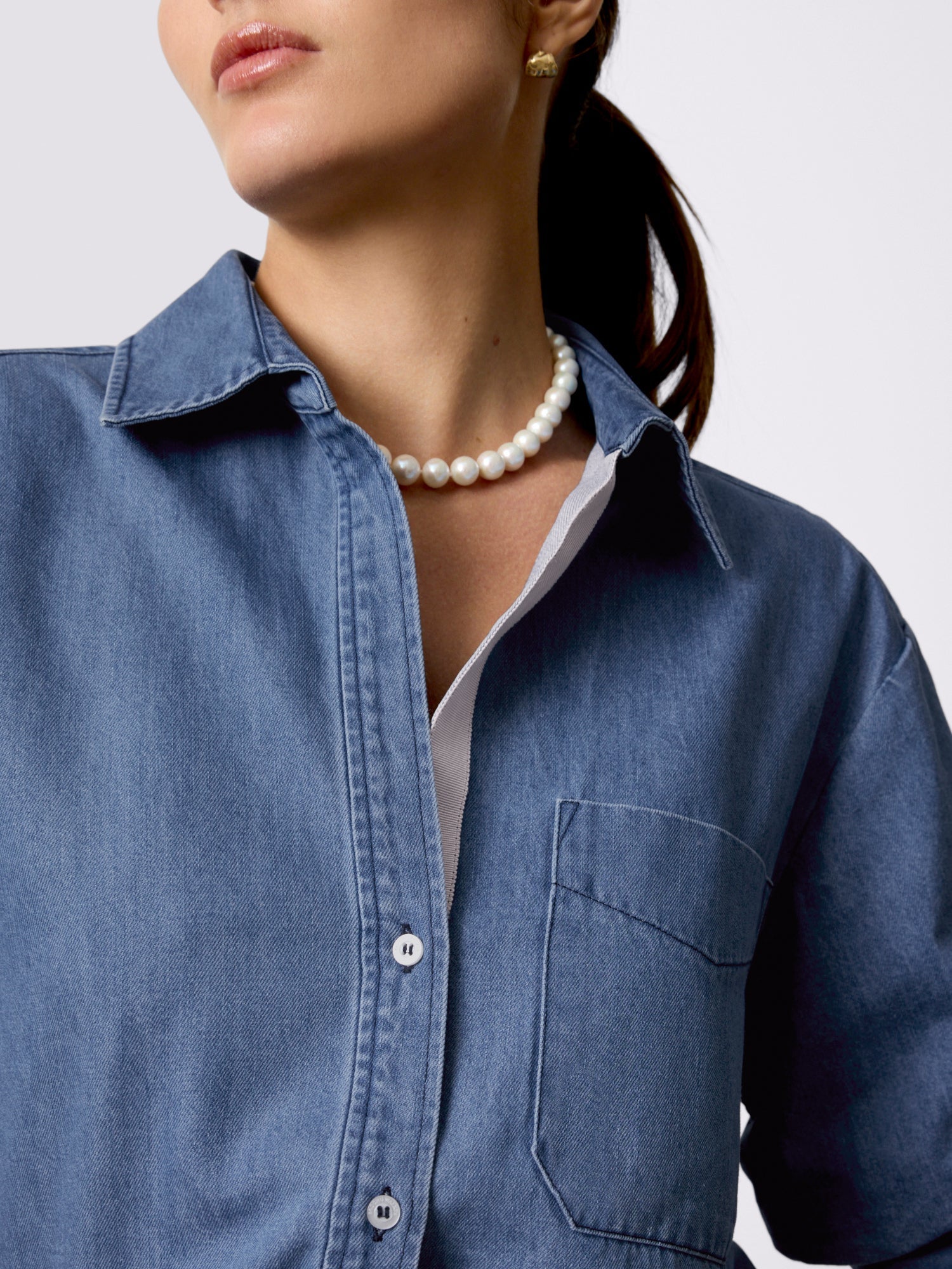 The Pia Denim Shirt – Tops | FormaLuxe