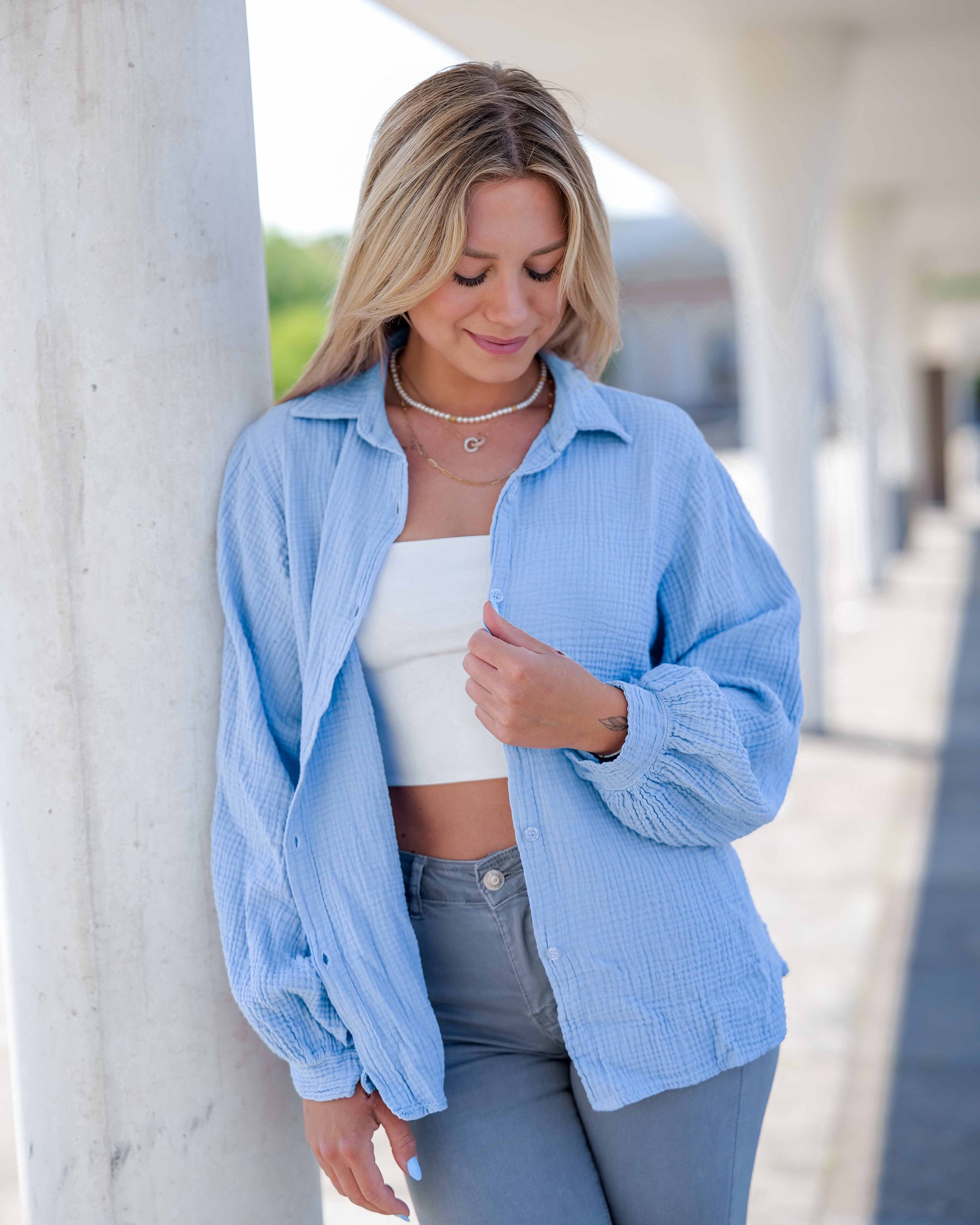 Musselin Bluse | Stella Weiß Rot – Oberteil | FormaLuxe