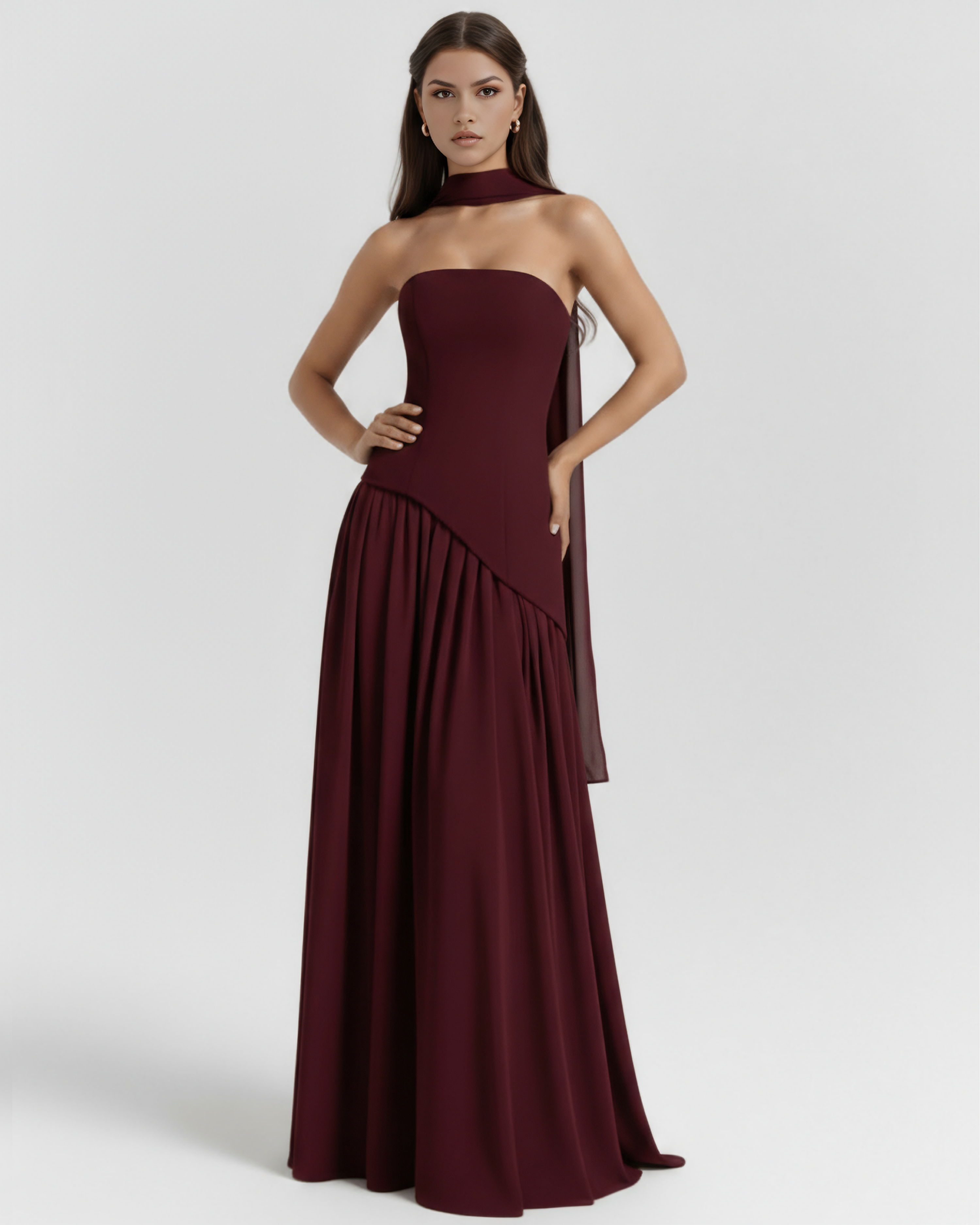 Deau Maxikleid Weinrot – Core Gown Length Dress | FormaLuxe