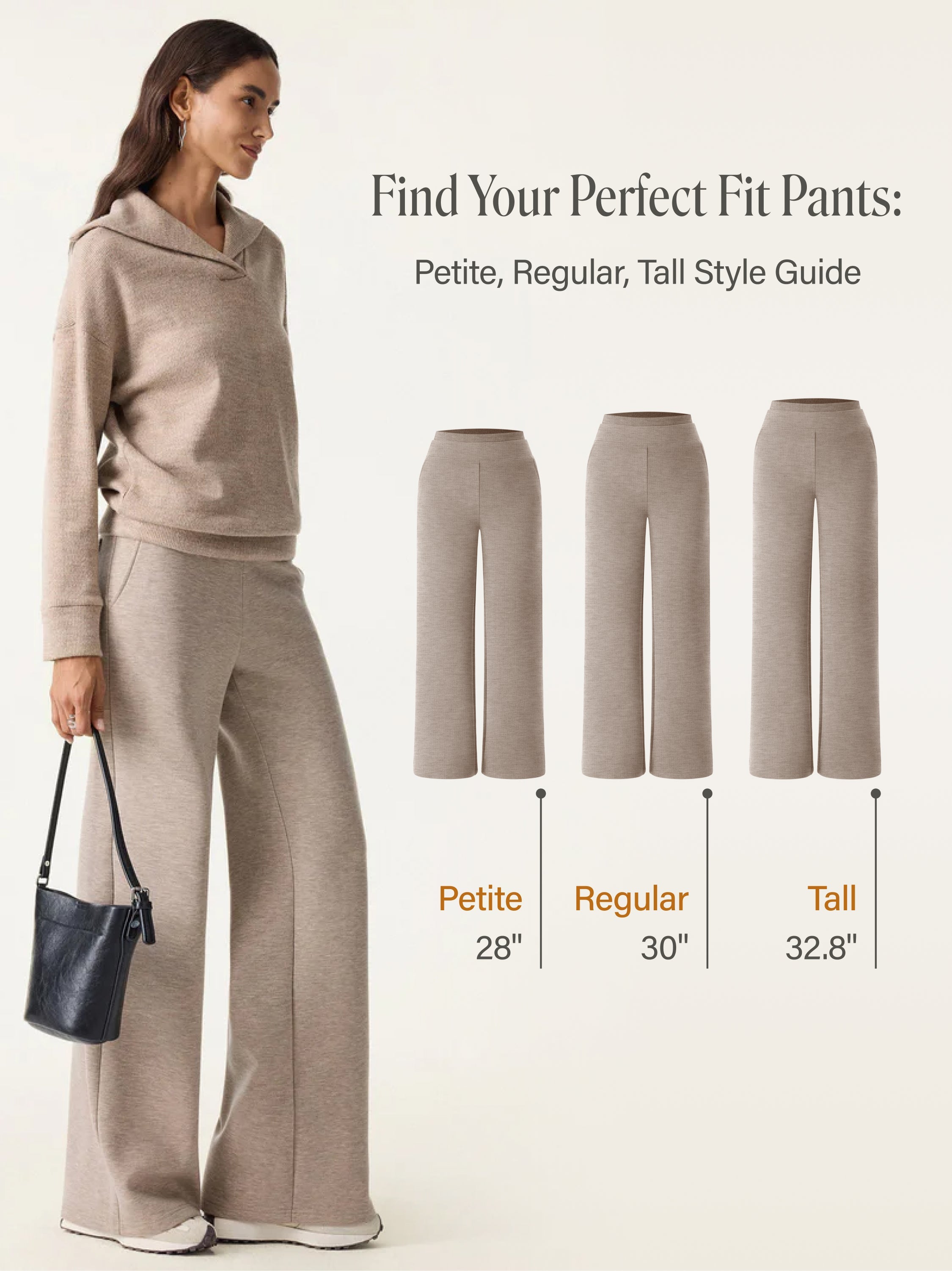 Double Waistband Straight Leg Pants with Pockets Heather Taupe – Women > Bottoms > Pants | FormaLuxe