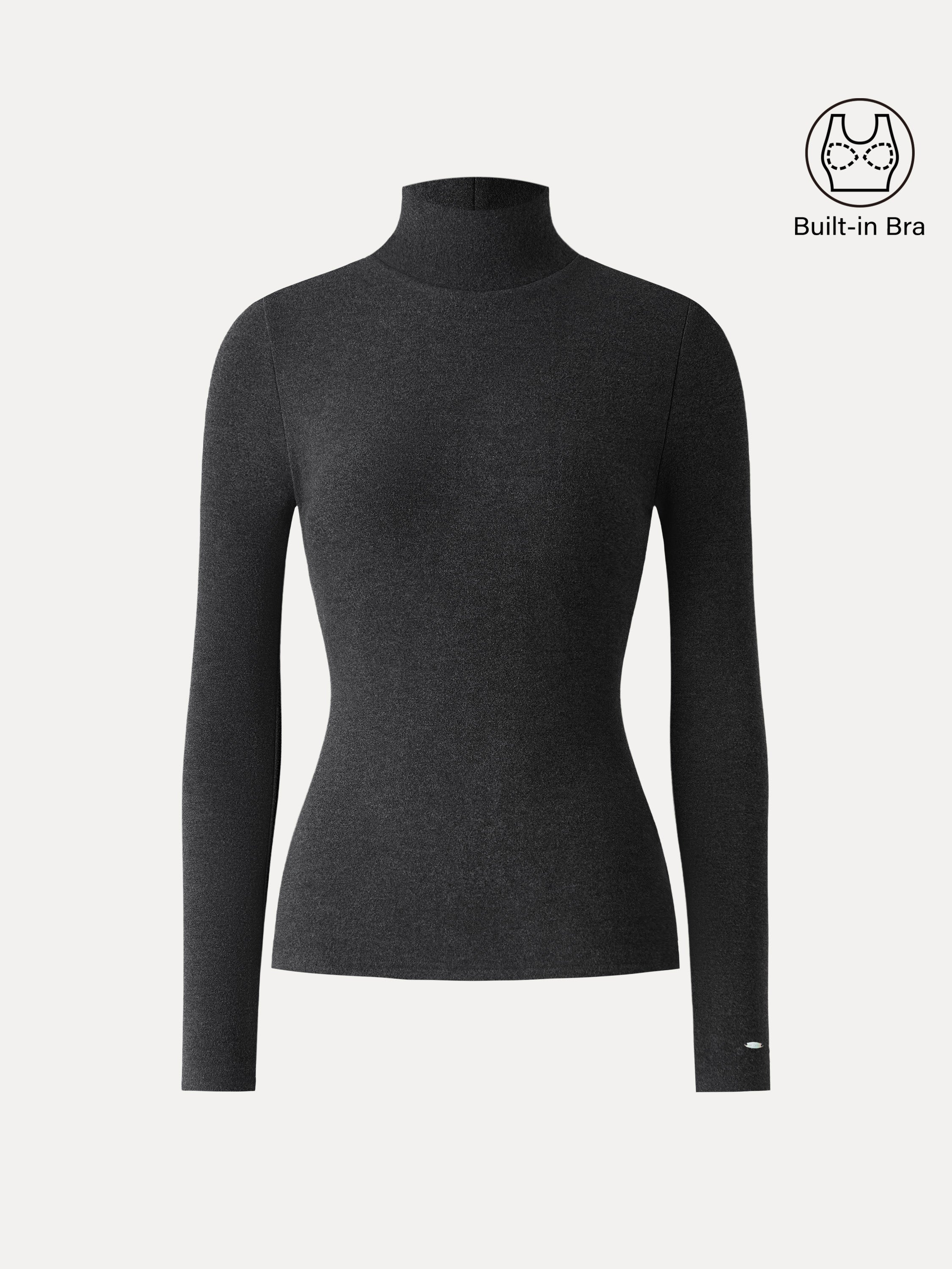 MaxWarm Turtleneck Long Sleeve Brami Heather Black – Women > Tops > Bra Tops | FormaLuxe