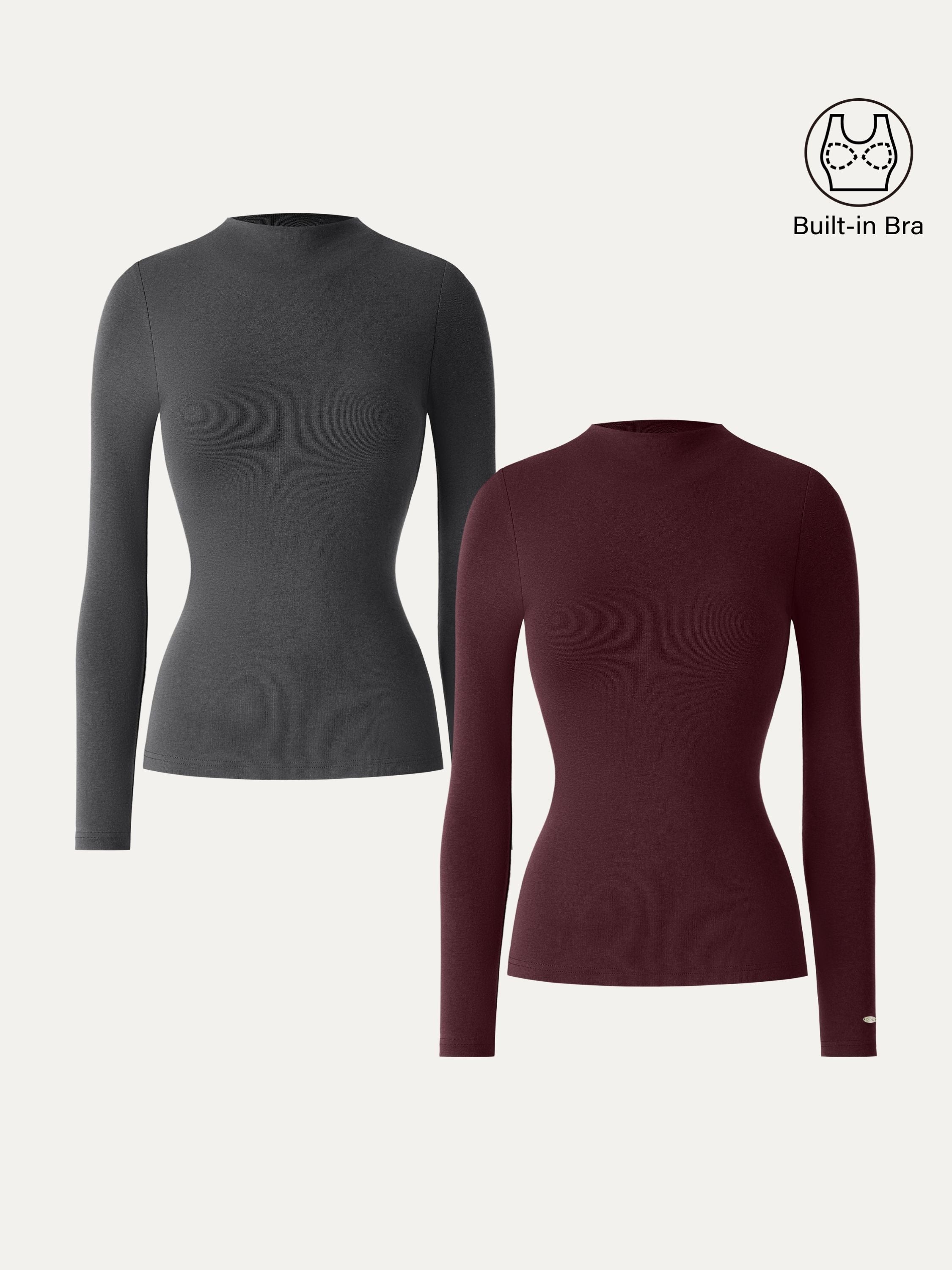 LiteWarm Mockneck Long Sleeve Brami Forest Night – Women > Tops > Bra Tops | FormaLuxe