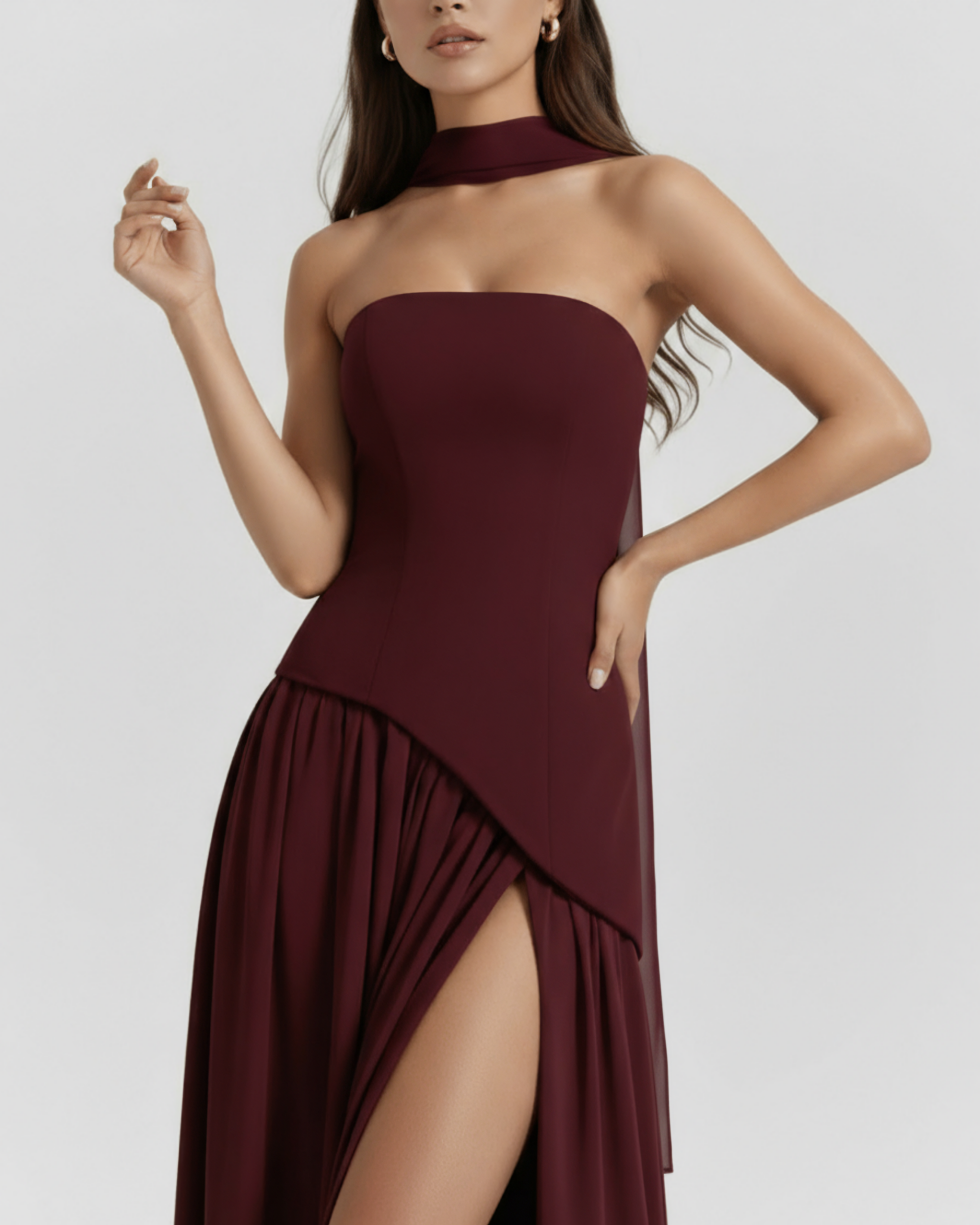 Deau Maxikleid Weinrot – Core Gown Length Dress | FormaLuxe