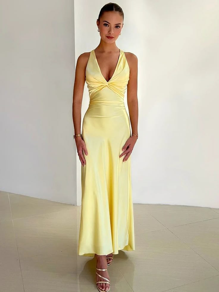 Kyla | Ärmelloses Maxikleid Yellow | FormaLuxe