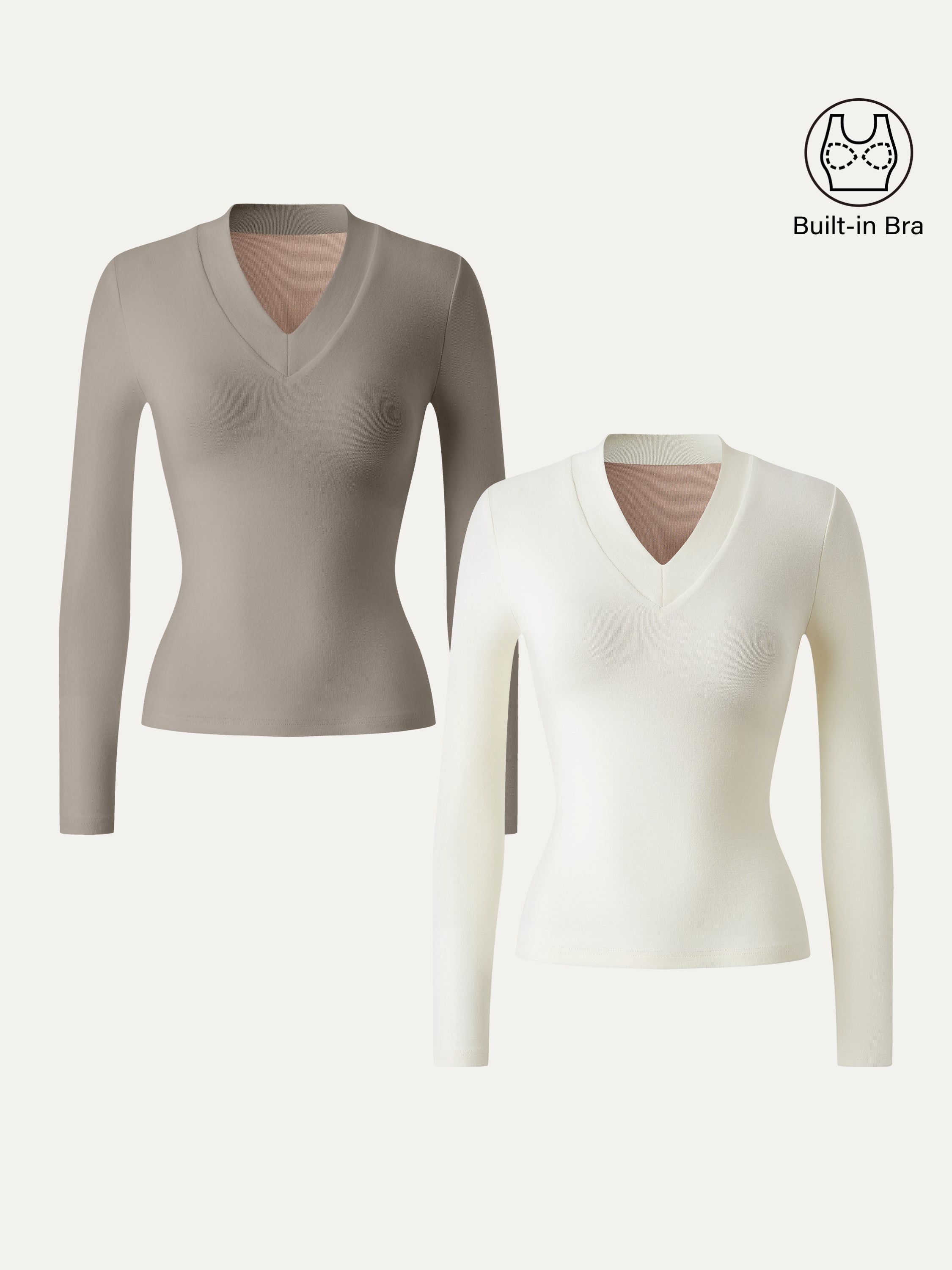 Essential V-neck Wide Binding Slimming Brami Top Off White – Women > Tops > Bra Tops | FormaLuxe