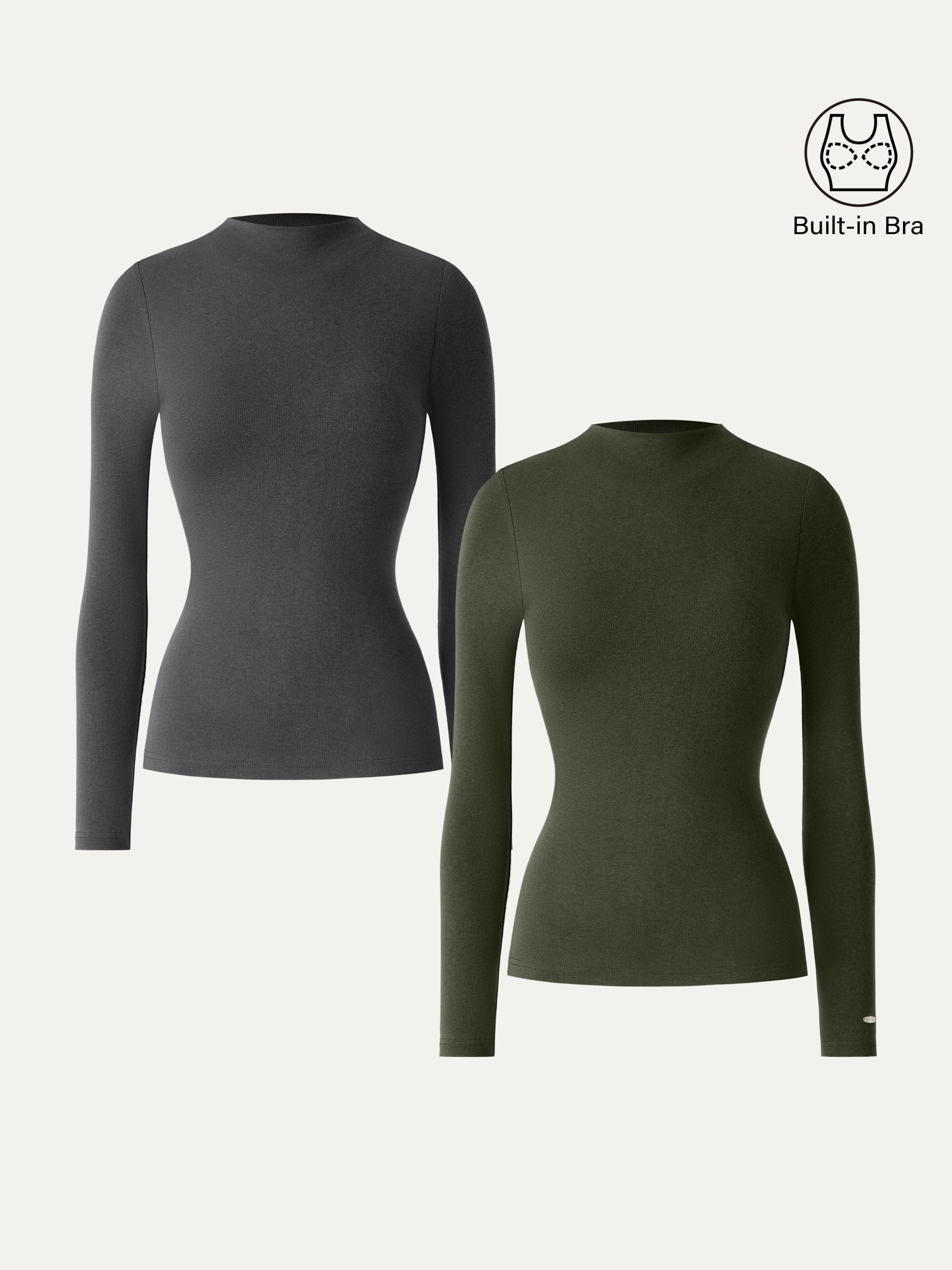 LiteWarm Mockneck Long Sleeve Brami Forest Night – Women > Tops > Bra Tops | FormaLuxe