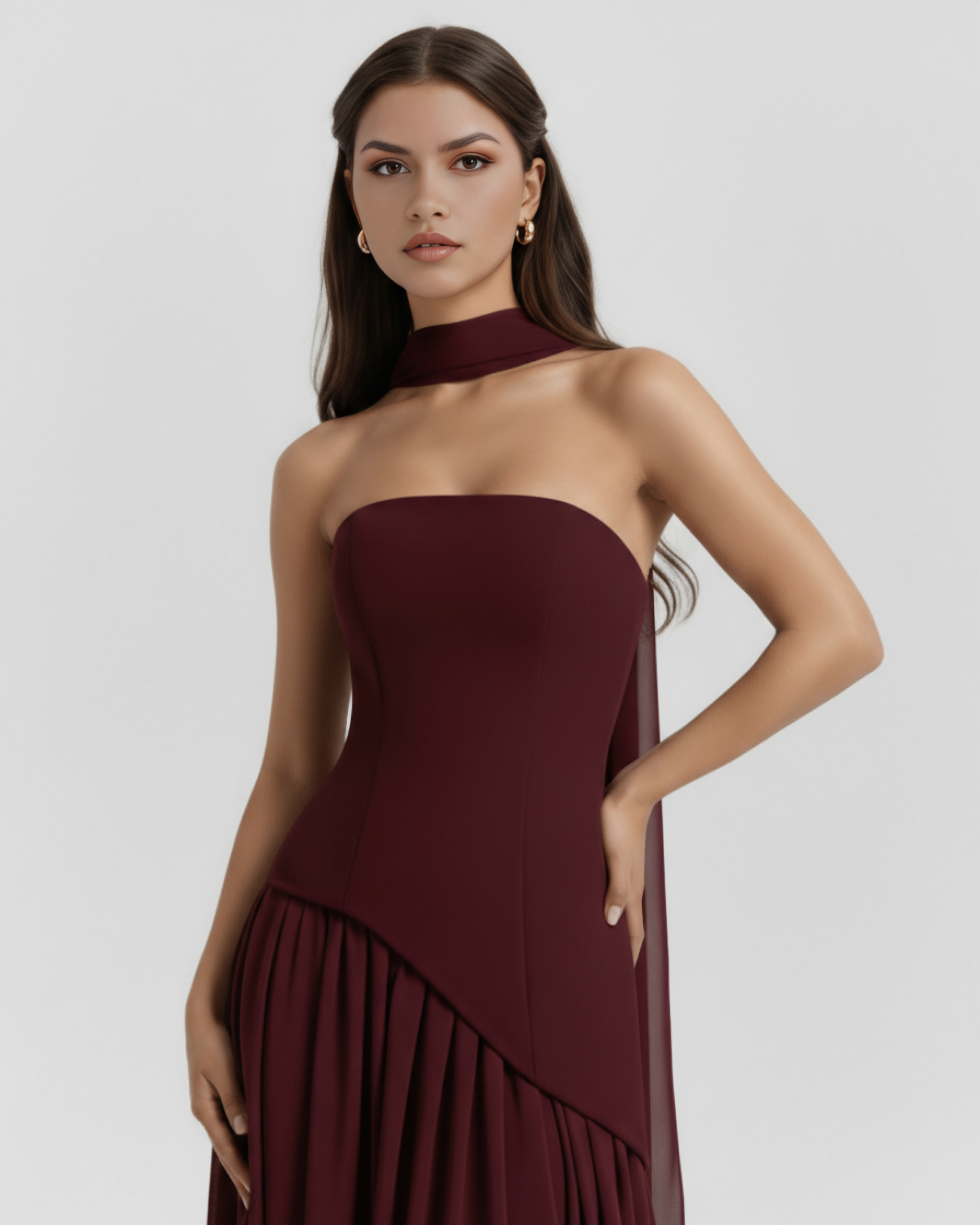 Deau Maxikleid Weinrot – Core Gown Length Dress | FormaLuxe