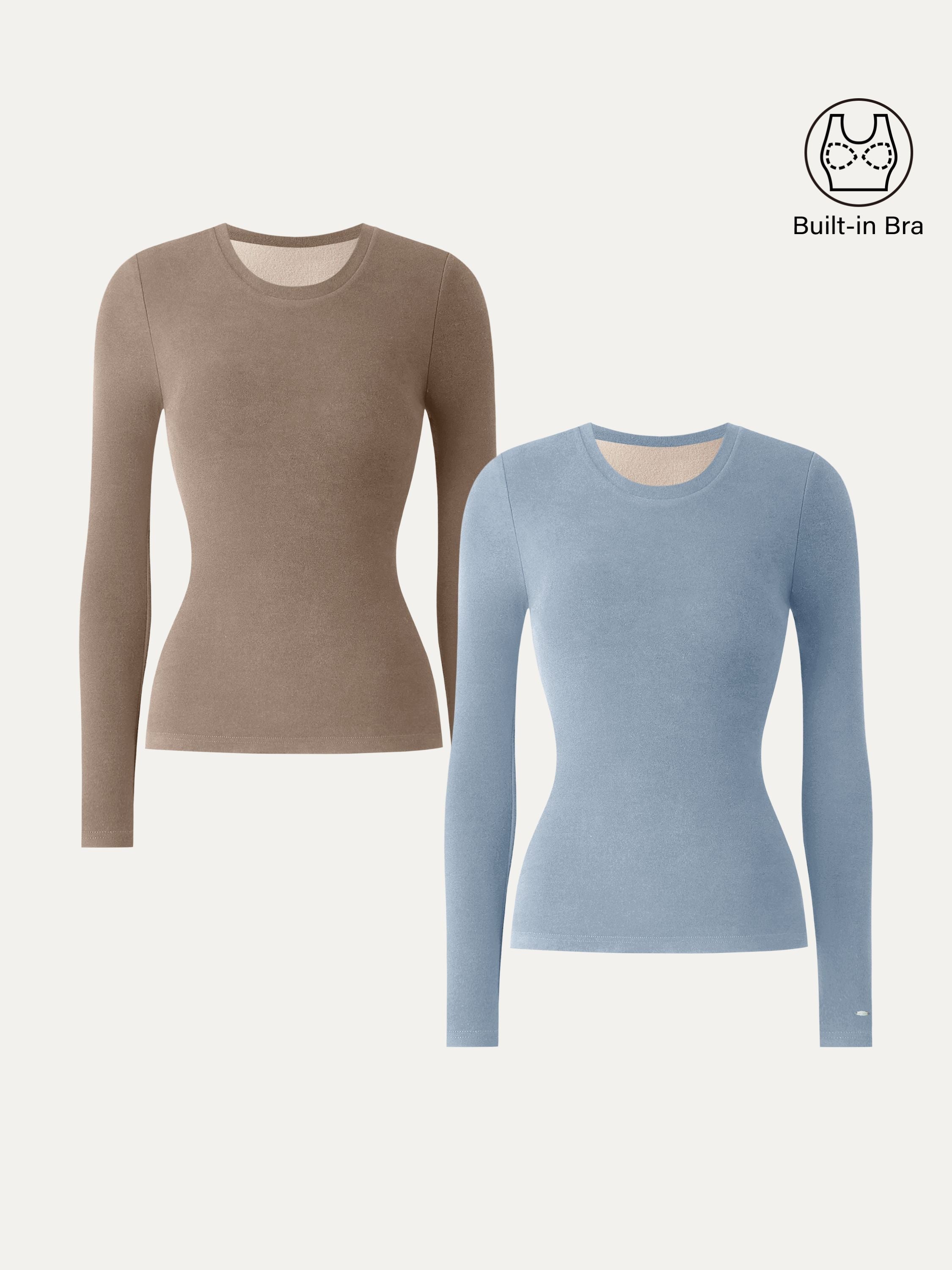 MaxWarm Crewneck Long Sleeve Brami Smoky Navy – Women > Tops > Bra Tops | FormaLuxe