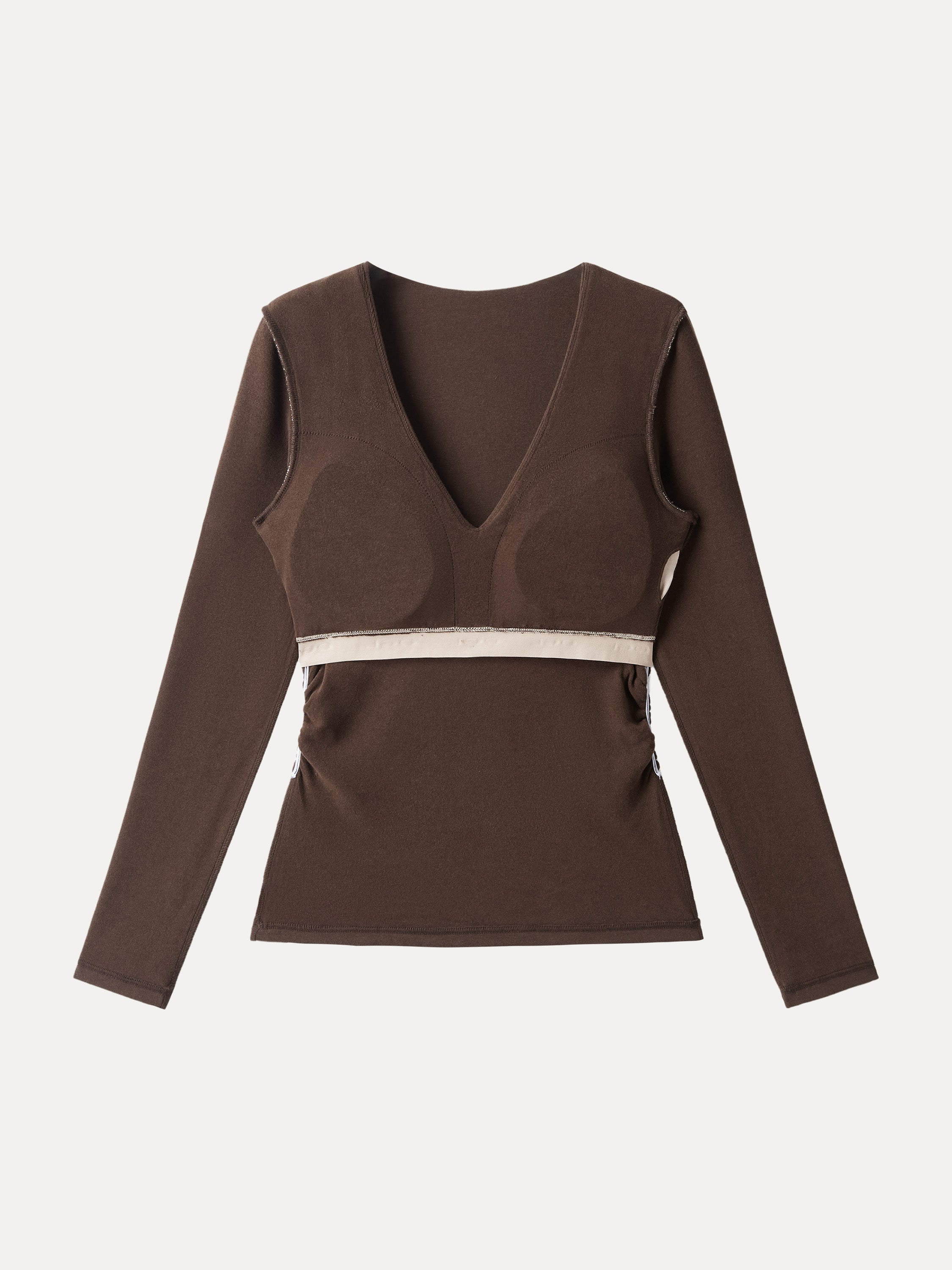 Haut Brami à encolure en V et côtés froncés Eco-Mousse®2.0 Espresso – Femmes > Hauts > Hauts de soutien-gorge | FormaLuxe