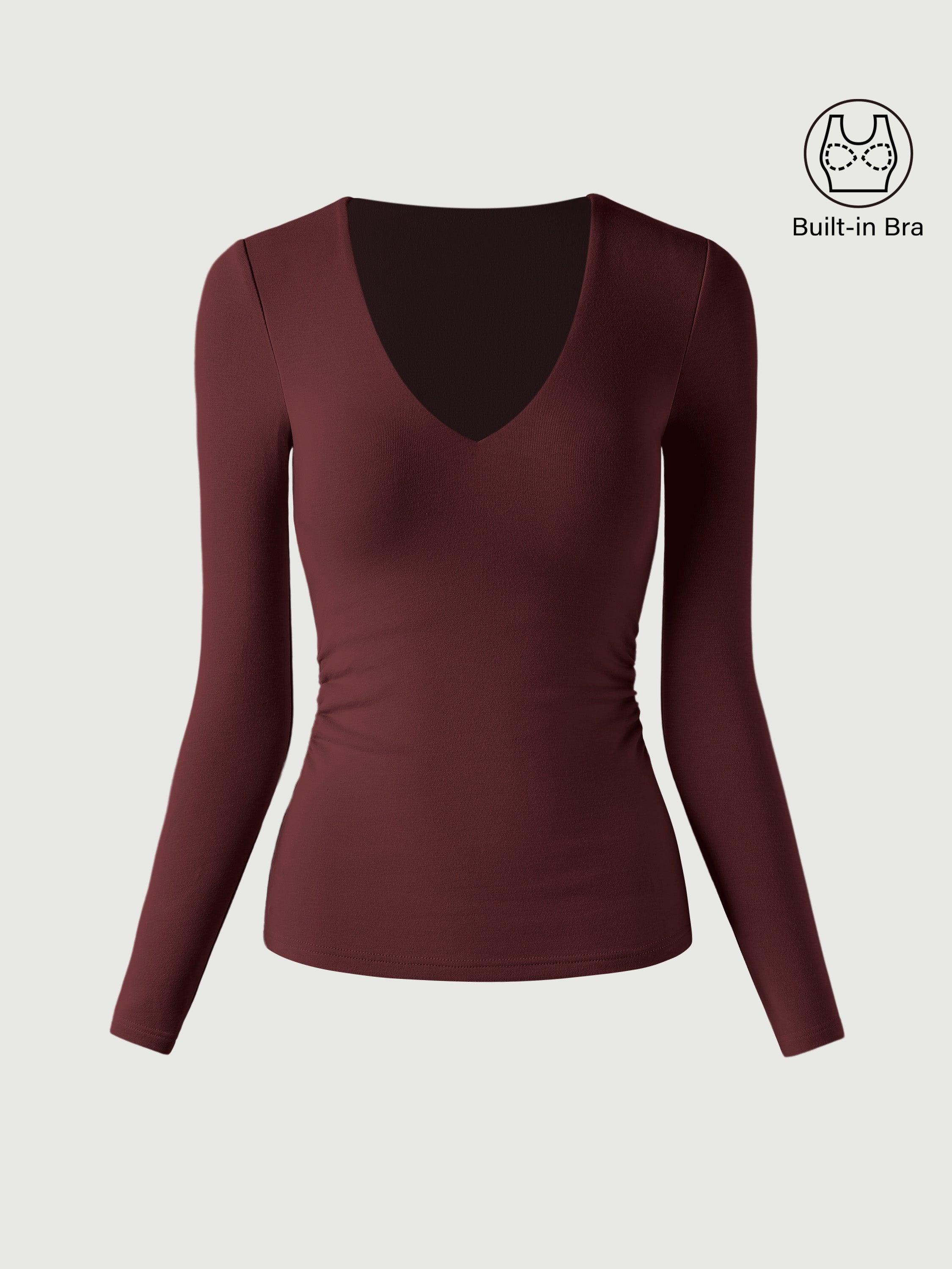 Haut Brami à encolure en V et côtés froncés Eco-Mousse®2.0 Espresso – Femmes > Hauts > Hauts de soutien-gorge | FormaLuxe