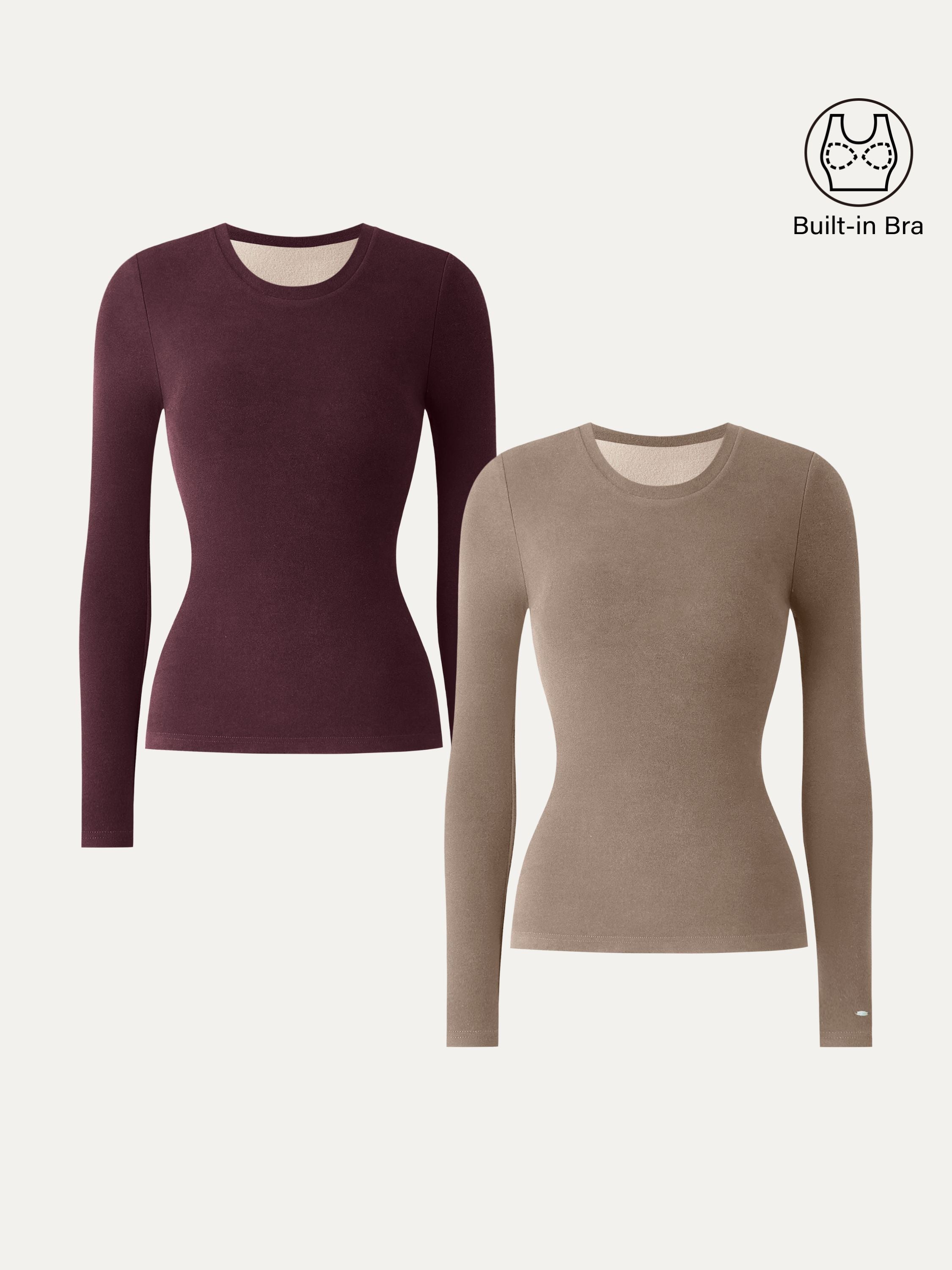 MaxWarm Crewneck Long Sleeve Brami Smoky Navy – Women > Tops > Bra Tops | FormaLuxe