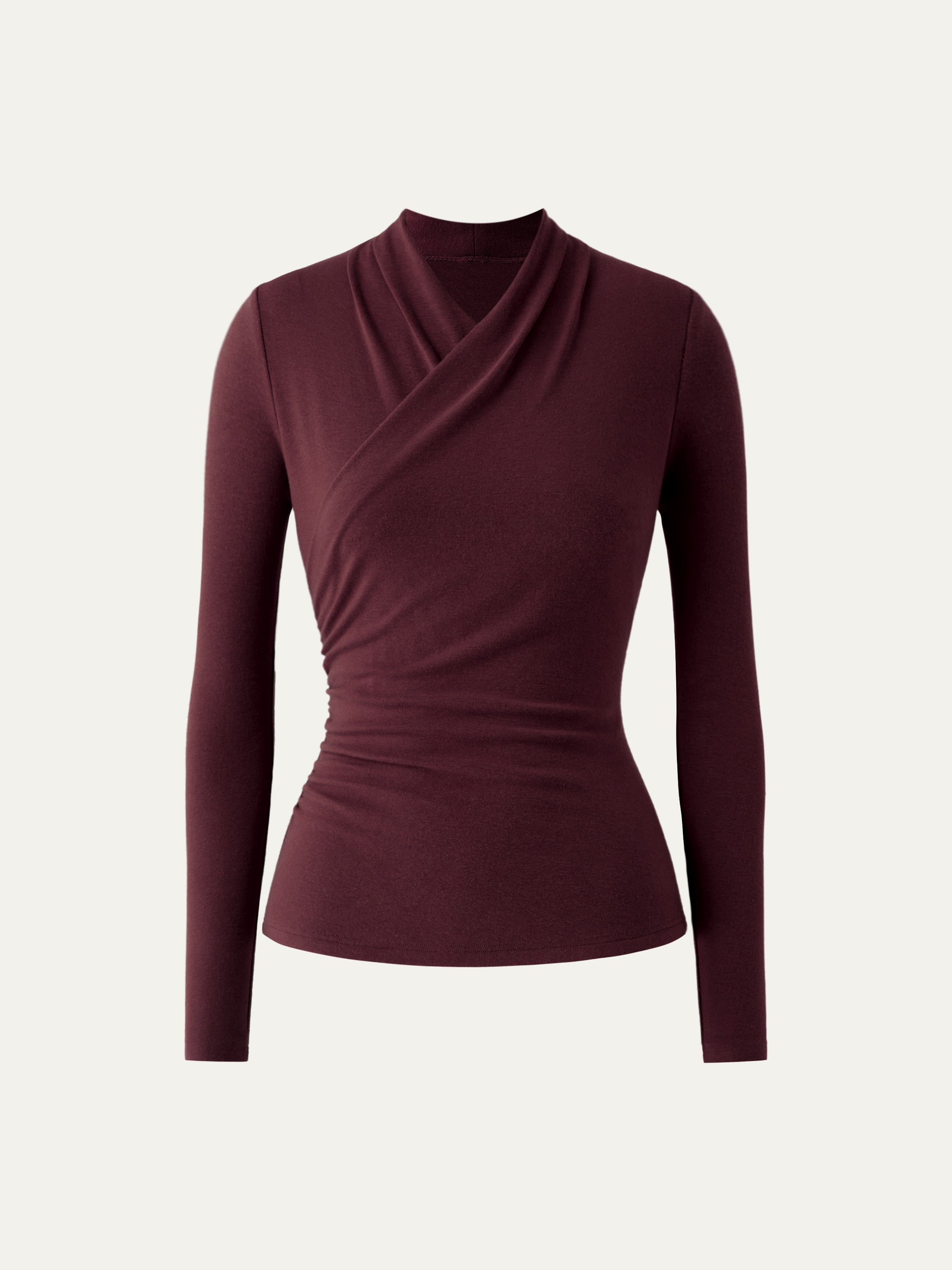 Surplice Long Sleeve Top Cinnamon Buff – Women > Tops > Shirts&Tops | FormaLuxe