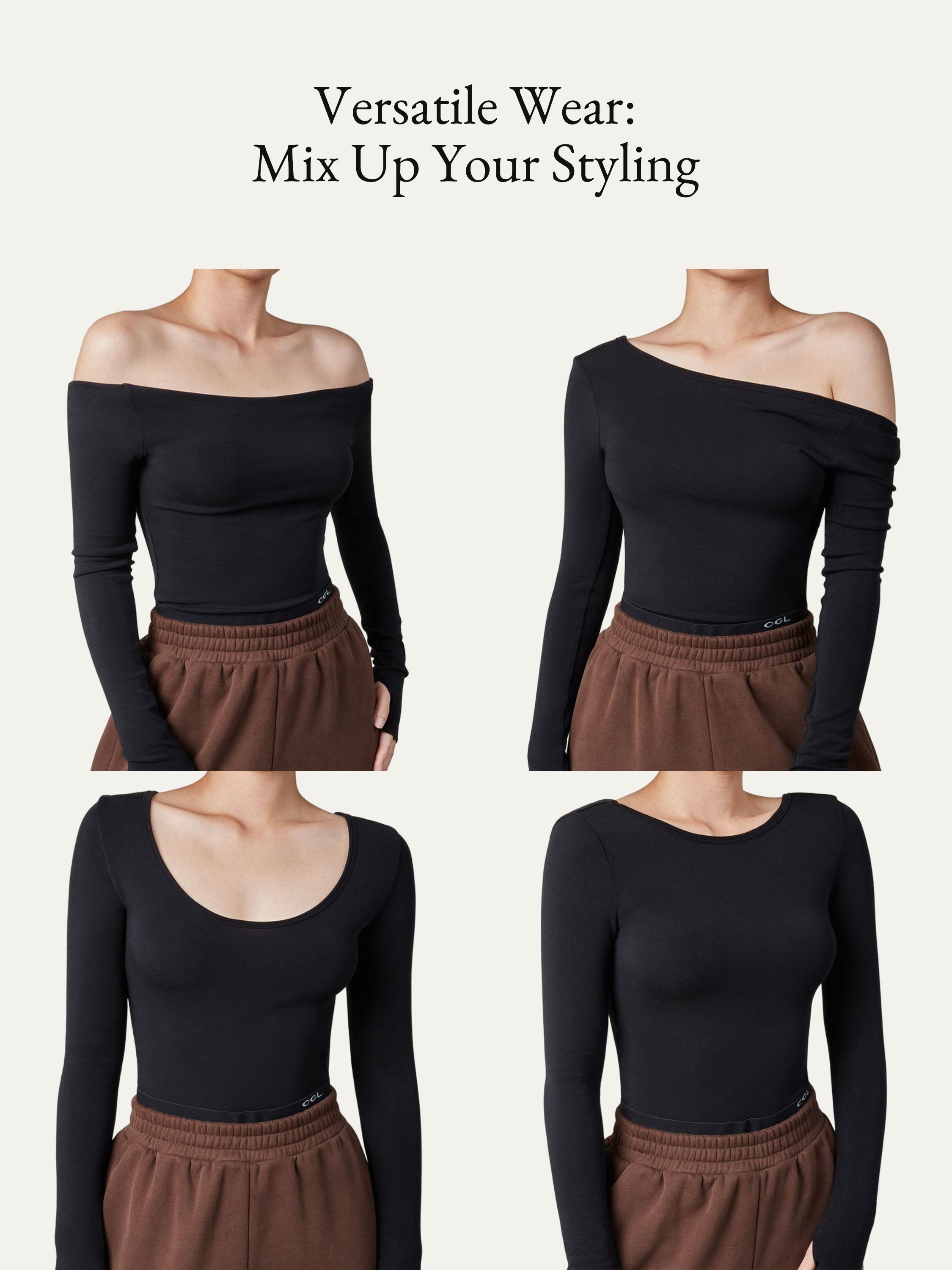 Essential Lyocell Cashmere Multi-Wear Long Sleeve Top with Thumbholes Black – Women > Tops > Shirts&Tops | FormaLuxe