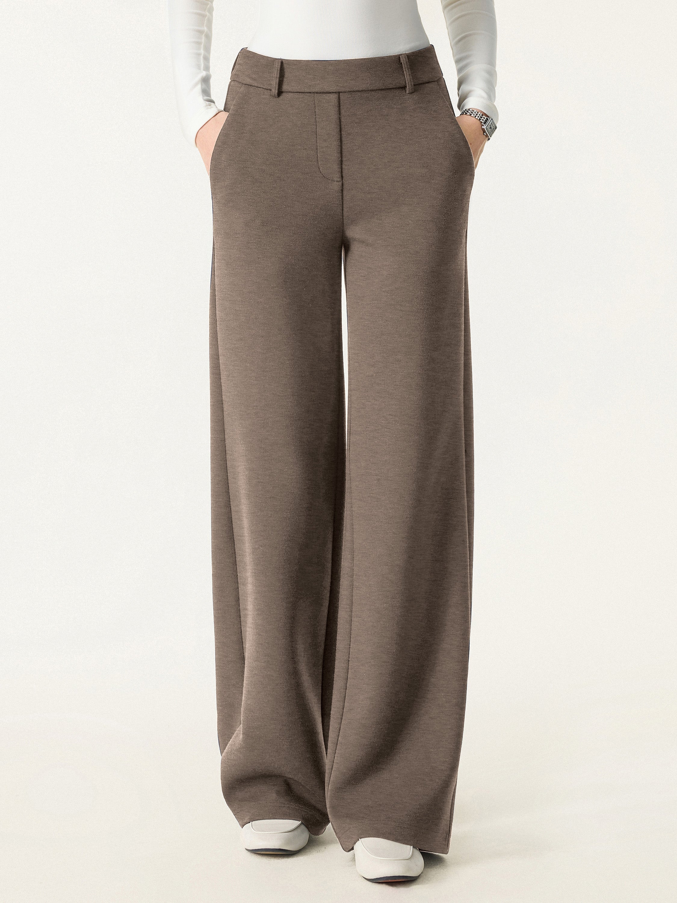 Stretchy Mid Rise Straight Leg Pull-on Pants with Pockets Universe Navy – Women > Bottoms > Pants | FormaLuxe