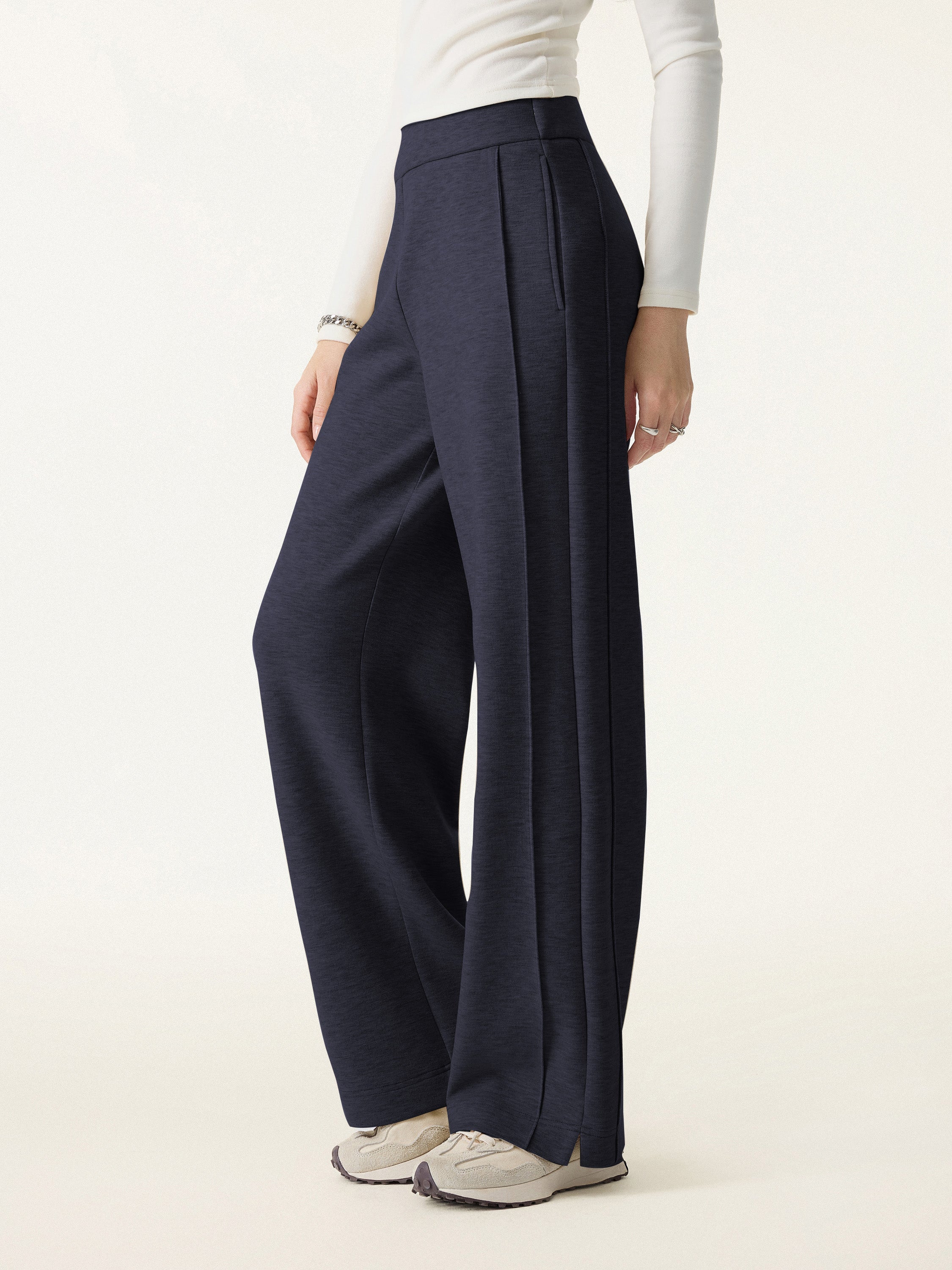 Cozy Warm High Rise Straight Leg Pull-On Pants Heather Morganite – Women > Bottoms > Pants | FormaLuxe