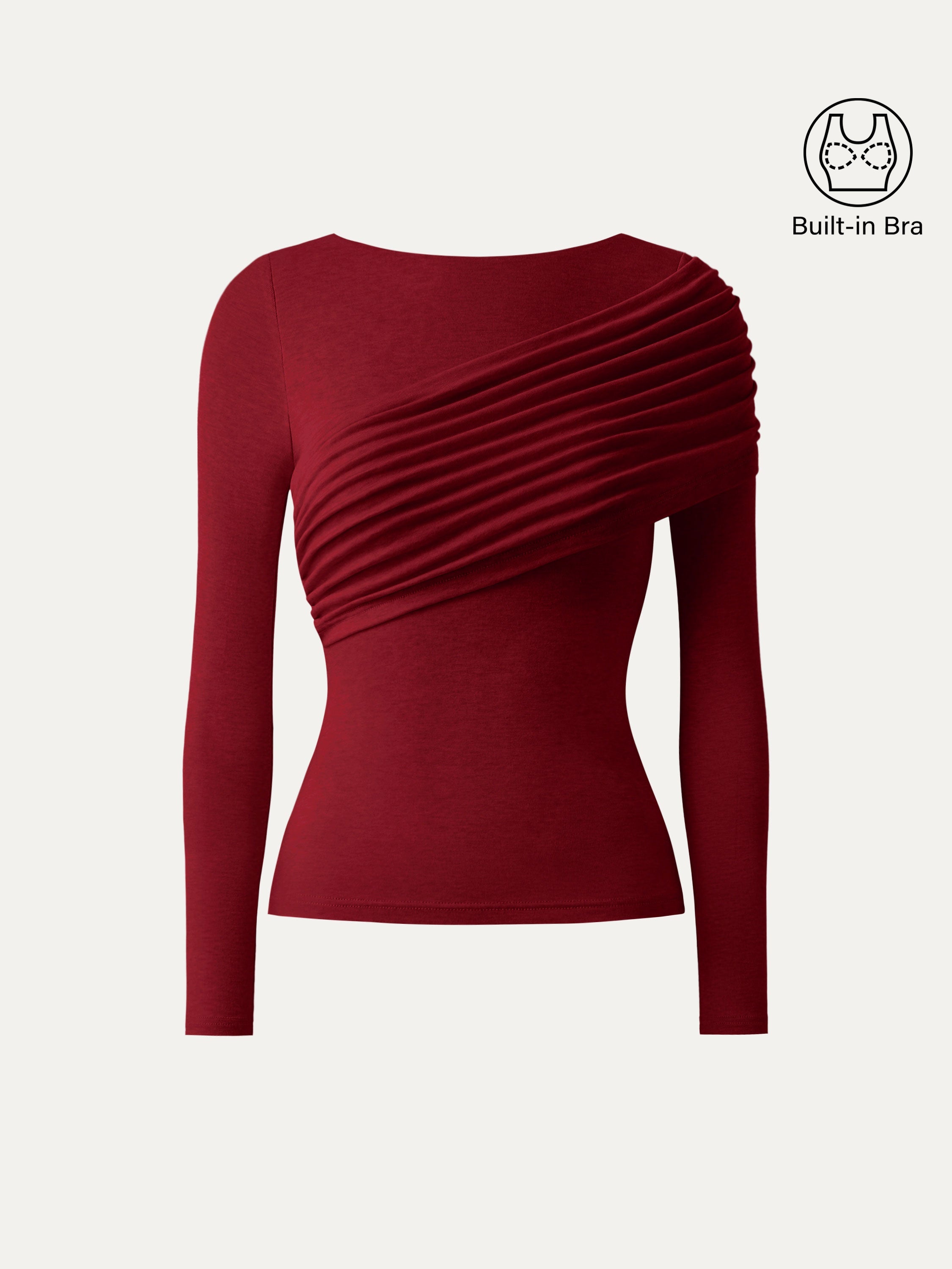 Tencel-Wool Gathered Semi Sheer Long Sleeve Brami Top Heather Fog Ivory – Women > Tops > Bra Tops | FormaLuxe