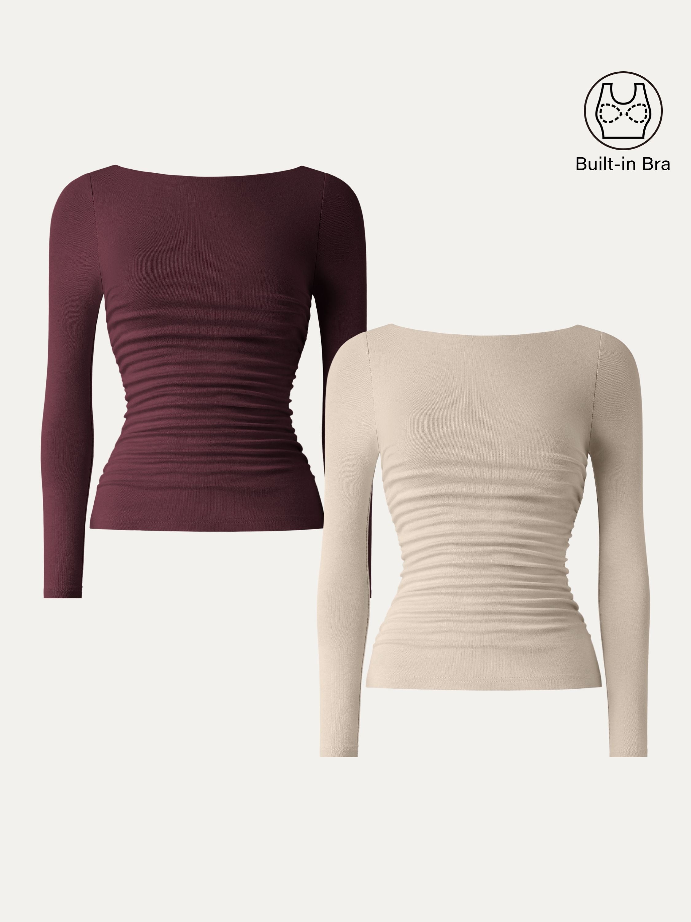 Light Warm Boatneck Ruched Brami Top Cloud White – Women > Tops > Bra Tops | FormaLuxe
