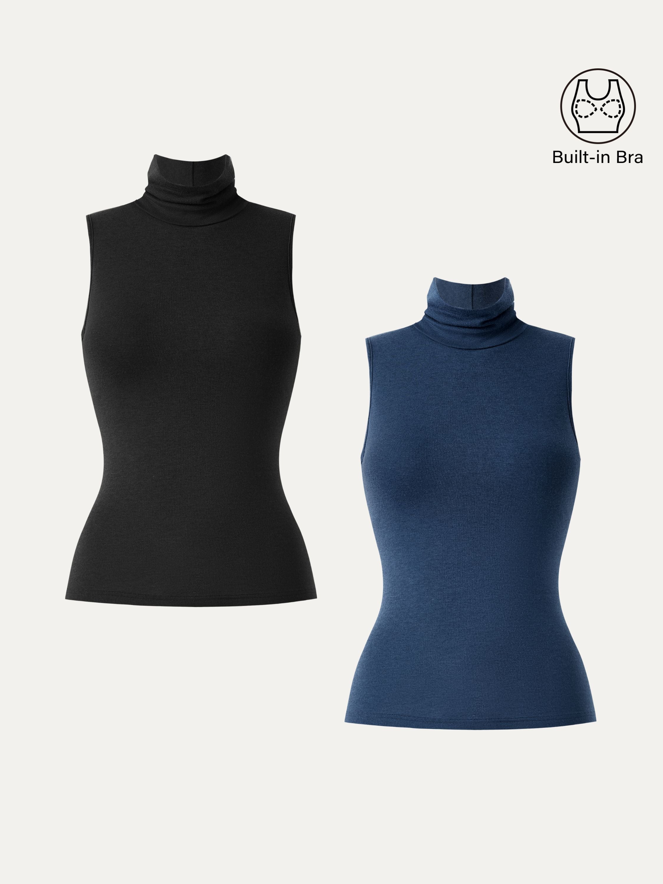 Lyocell Cashmere Sleeveless Turtleneck Brami Heather Grey – Women > Tops > Bra Tops | FormaLuxe