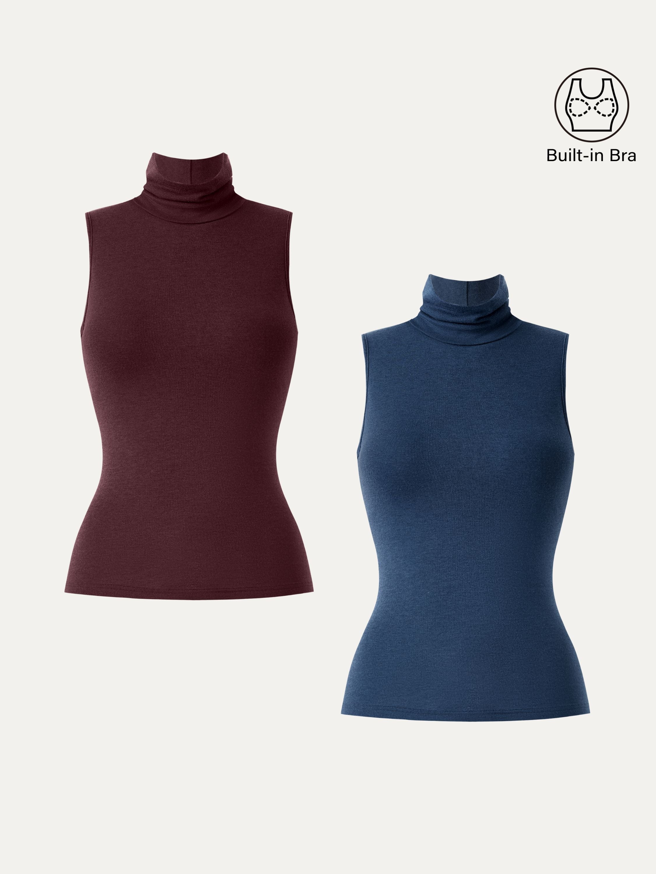 Lyocell Cashmere Sleeveless Turtleneck Brami Heather Grey – Women > Tops > Bra Tops | FormaLuxe