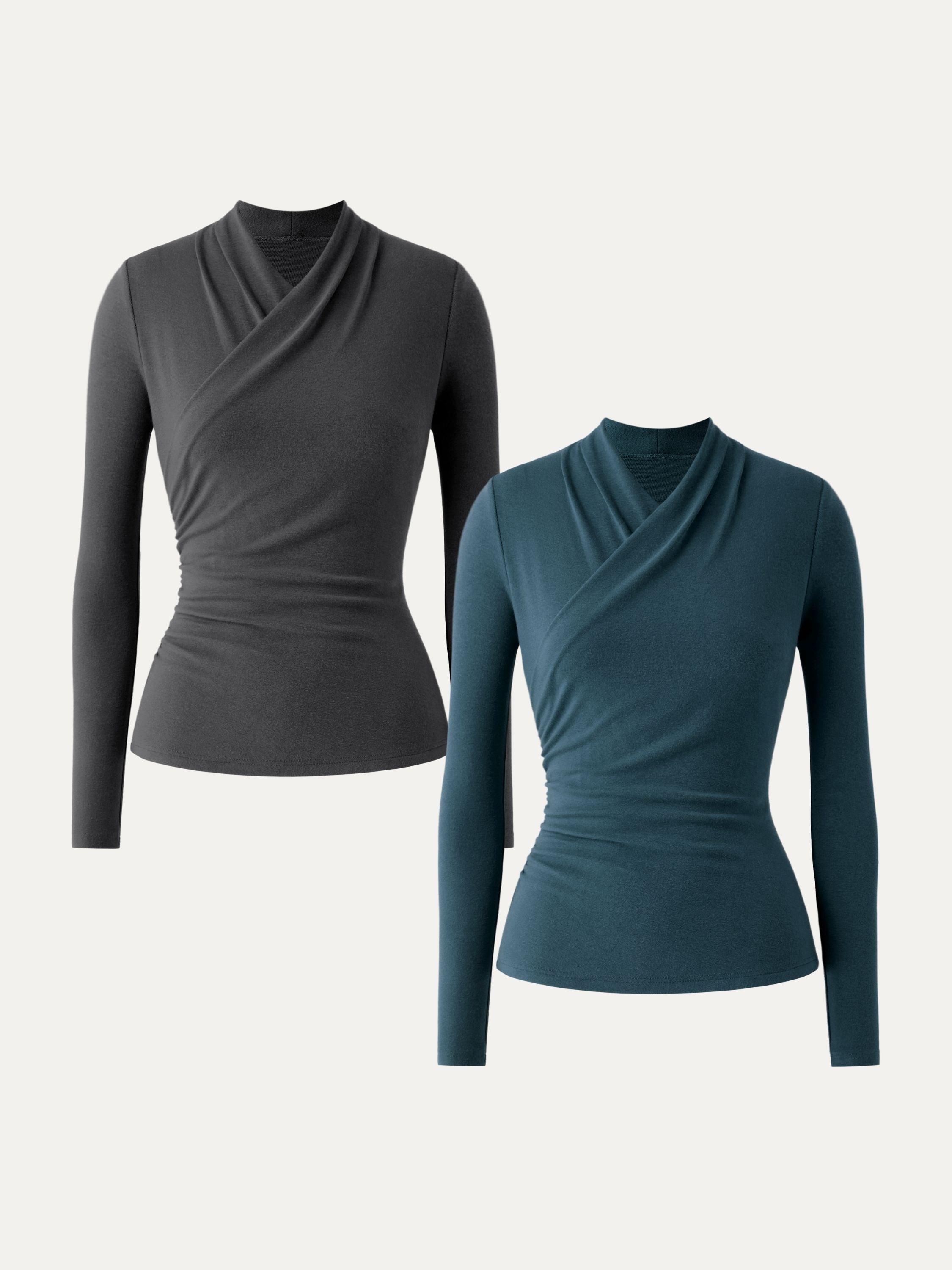 Surplice Long Sleeve Top Cinnamon Buff – Women > Tops > Shirts&Tops | FormaLuxe