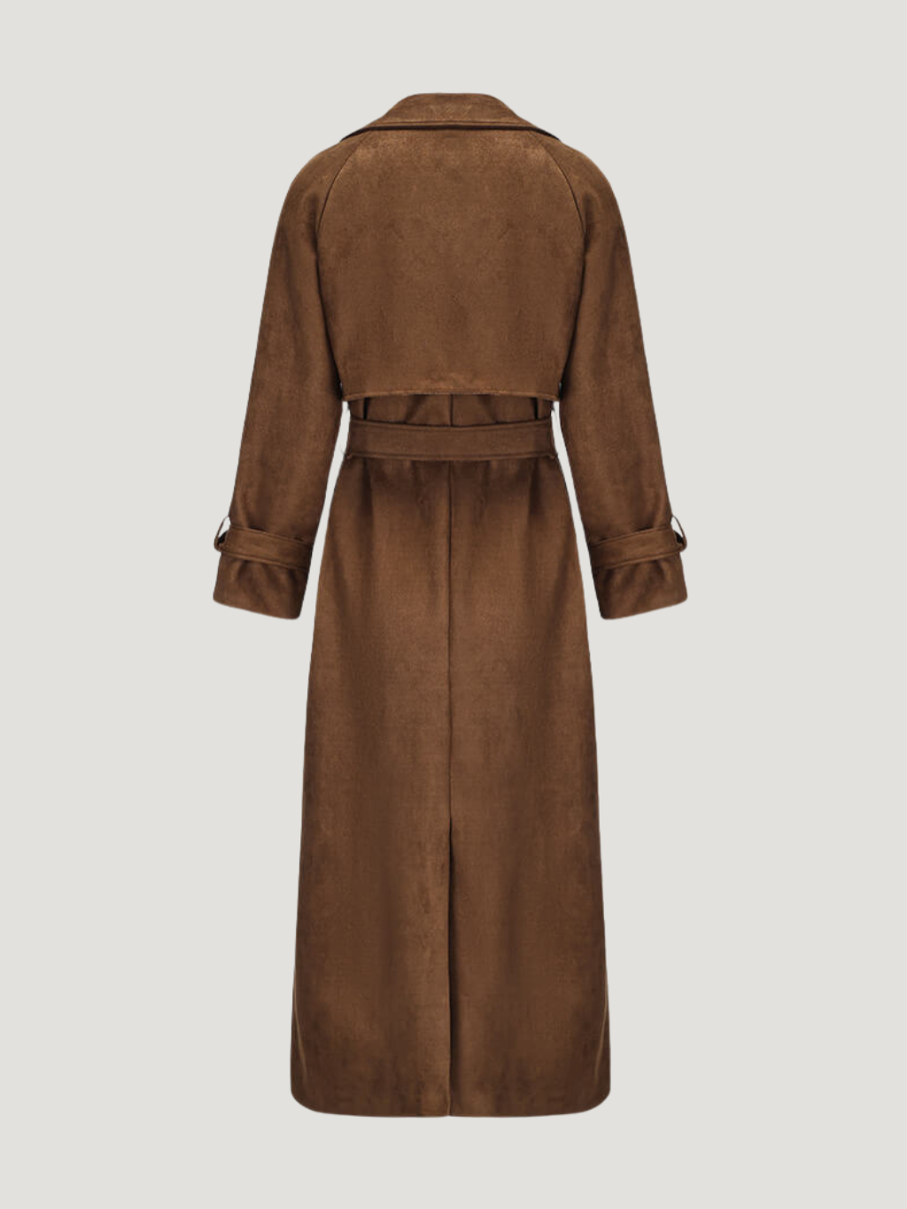 Molly | Long trench-coat en daim ceinturé Brun | FormaLuxe