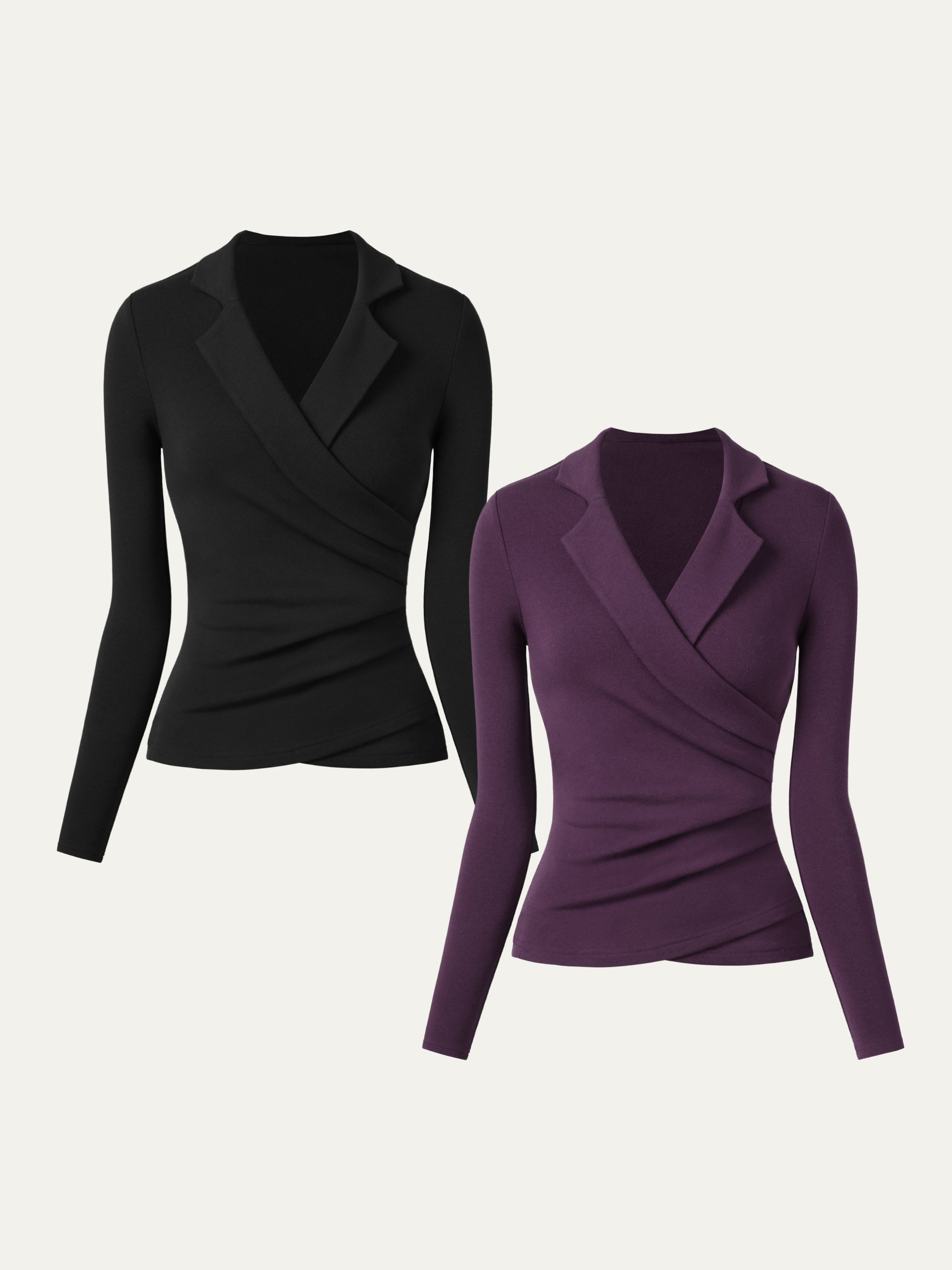 2-Piece Set Collared Surplice Top